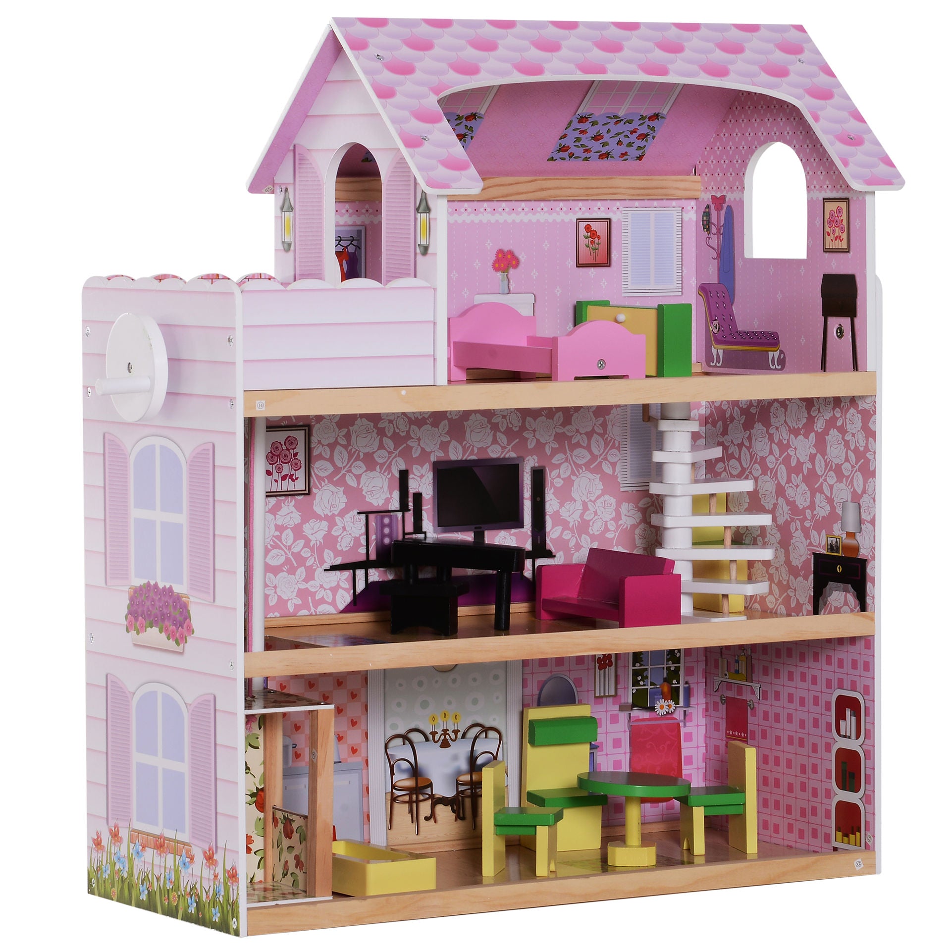 Nancy's Ellen Cut Dollhouse - Roze - Pinewood - 23,62 cm x 11,81 cm x 28,14 cm