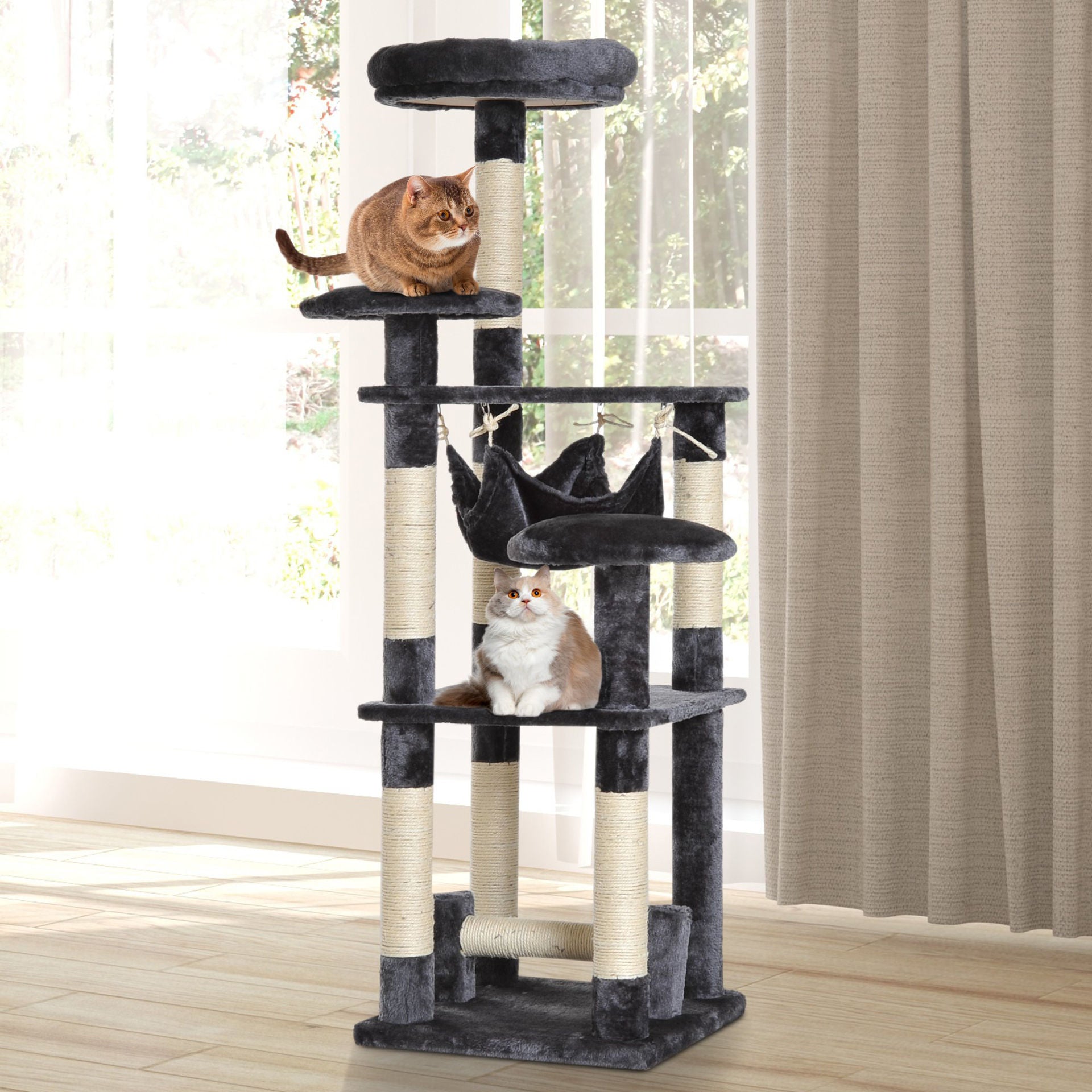 Nancy's Gorge One Scratching Post Cat Tree - Gray - Chipboard, Fiber, Plush - 15.74 cm x 15.74 cm x 51.96 cm