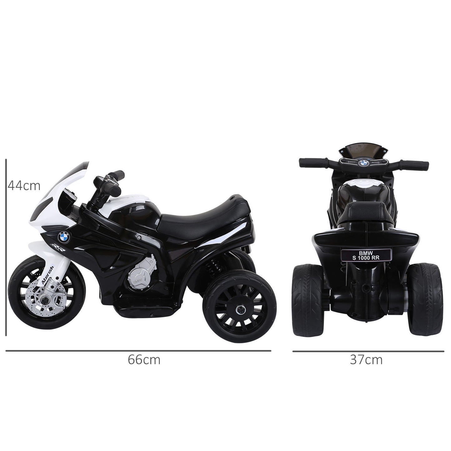 Nancy's Joeri Elektrische Kindermotor - Elektrische Driewieler - Kindervoertuig - Kinder BMW Motorfiets - Muziek / Licht -Zwart