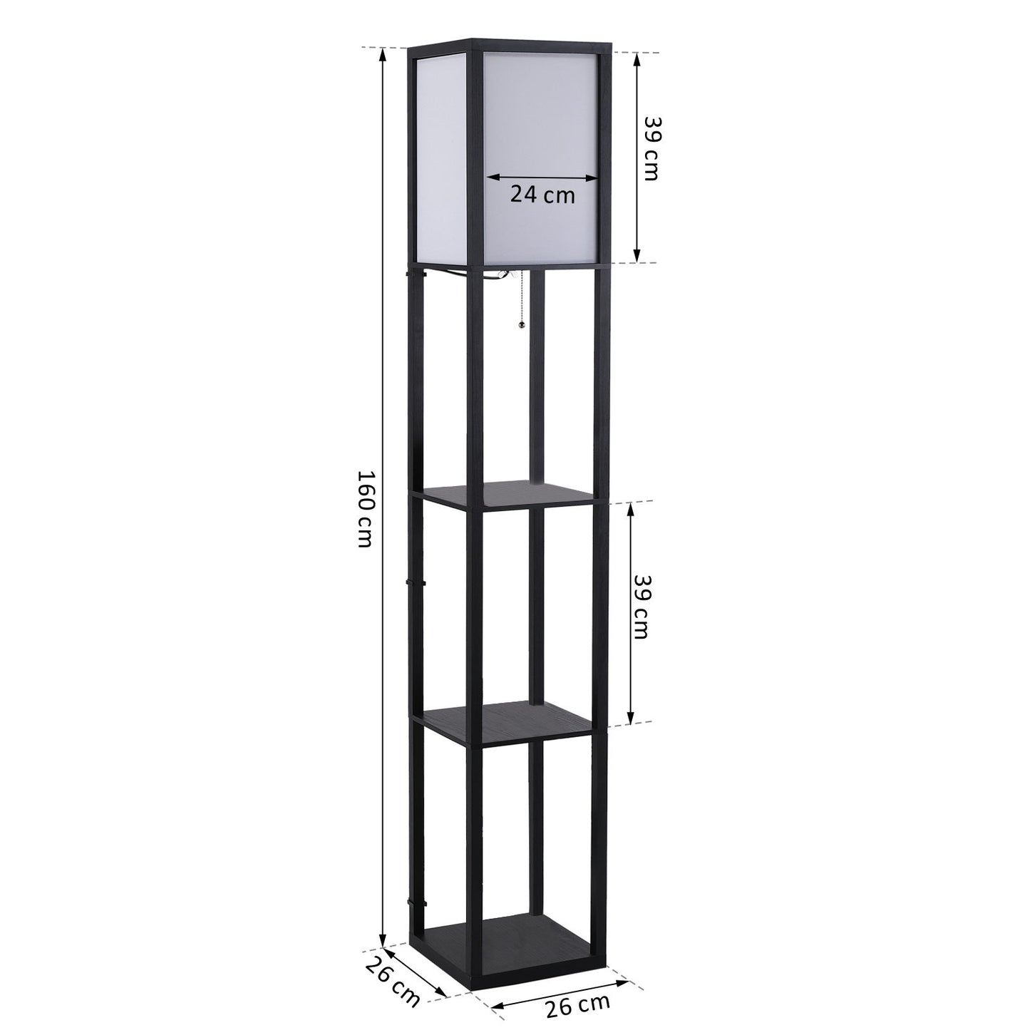 Nancy's Lagarto Vloerlamp - Staande Lamp - Met 3 vakken - Zwart - MDF