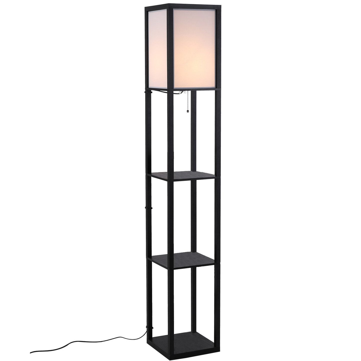 Nancy's Lagarto Vloerlamp - Staande Lamp - Met 3 vakken - Zwart - MDF