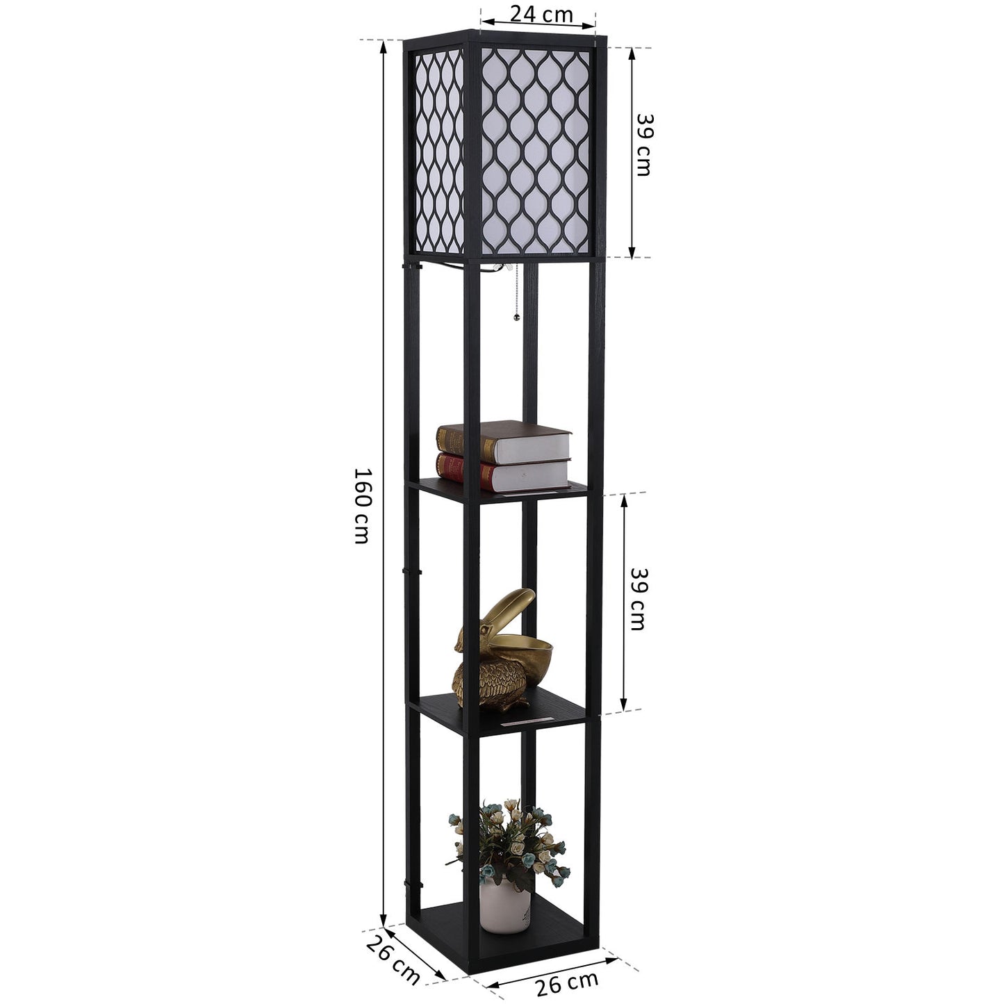 Nancy's Monto Vloerlamp - Staande lamp - Met Opbergruimte - Zwart - 160 cm hoog