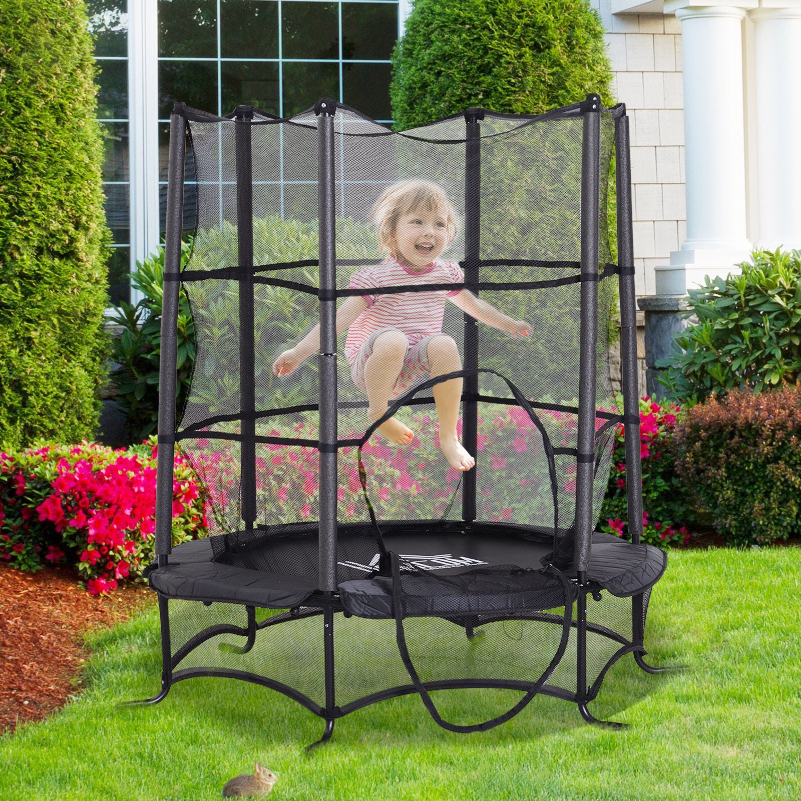 Nancy's Las Palmas Kindertuin trampoline met veiligheidsnet en randafdekking - Ø173 x H156 cm