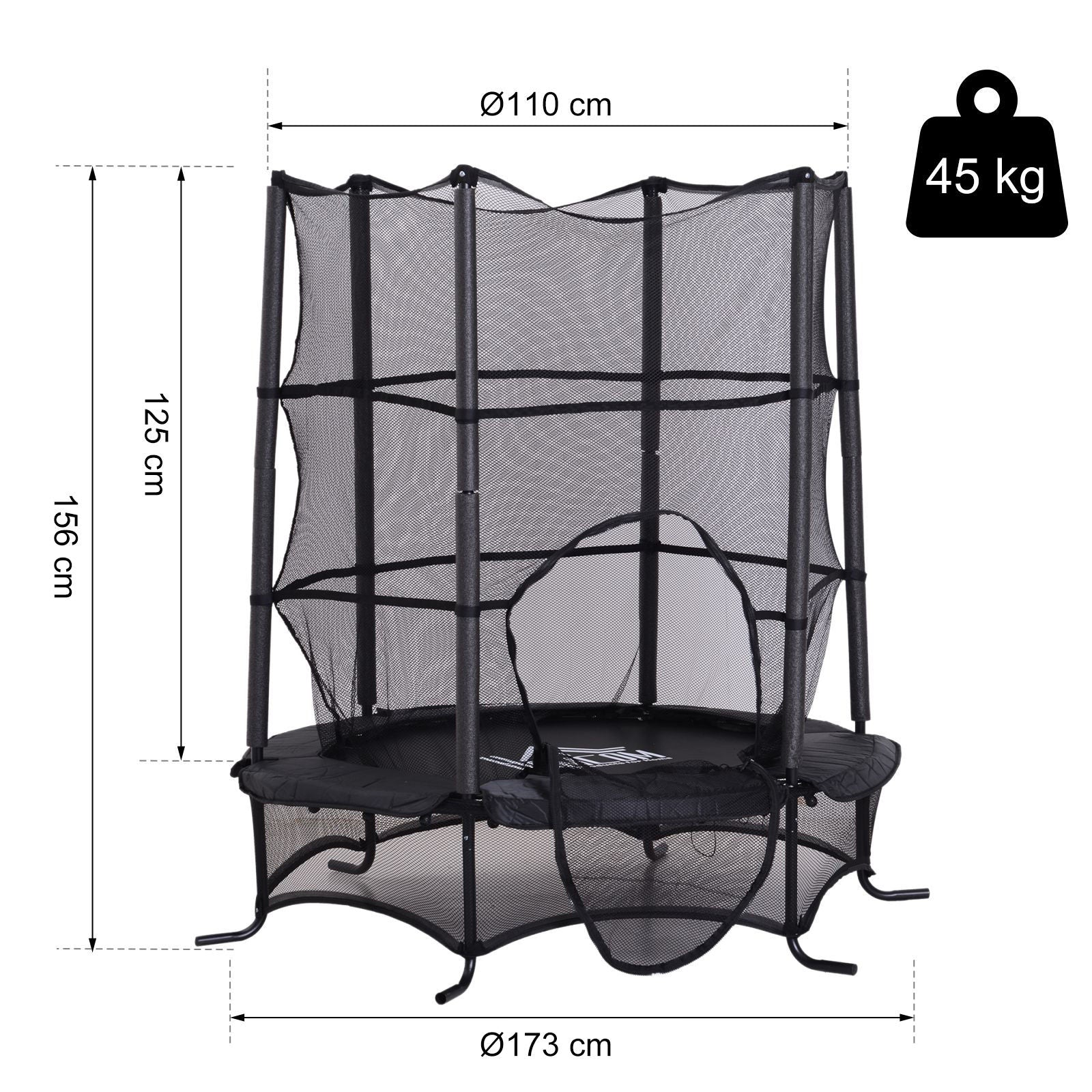 Nancy's Las Palmas Kindertuin trampoline met veiligheidsnet en randafdekking - Ø173 x H156 cm