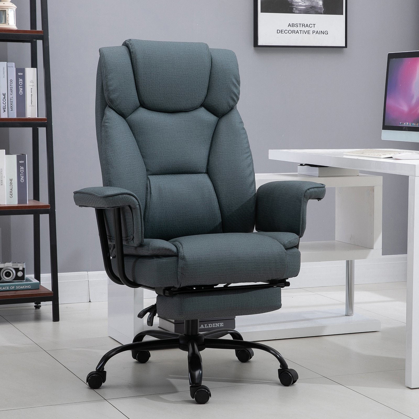 Nancy's Maskall Office Chair - Executive Chair - Ergonomic - Folding Footrest - Swivel - Gray - Faux Leather