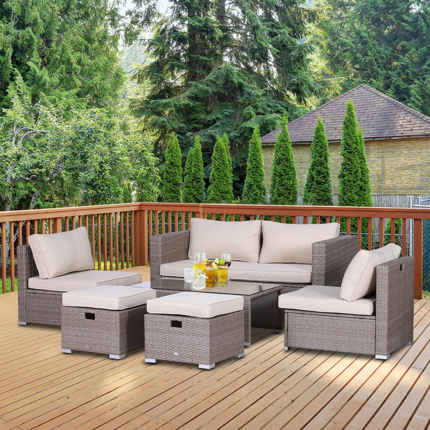 Nancy's Reef Point Tuinmeubelset - Beige - Metaal, Pe, Polyester - 39,37 cm x 22,04 cm x 14,17 cm
