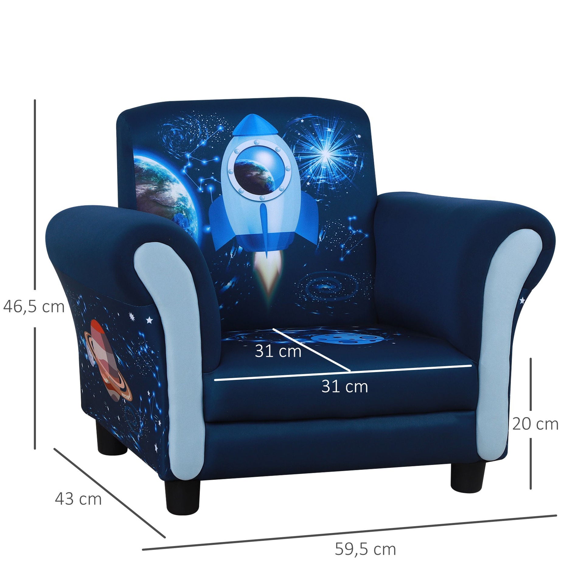 Nancy's Rio Hondo Kinderbank - Blauw - Polyester, Hout, Schuim - 23,42 cm x 16,92 cm x 18,3 cm
