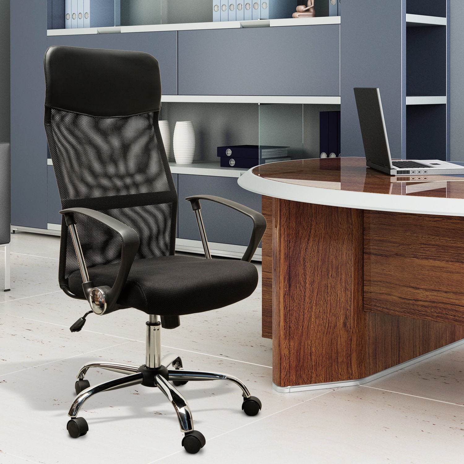 Chaise de bureau Nancy's Rao Hondo - Noir - Mousse, Maille, Pu - 22,44 cm x 52,04 cm x 48,81 cm