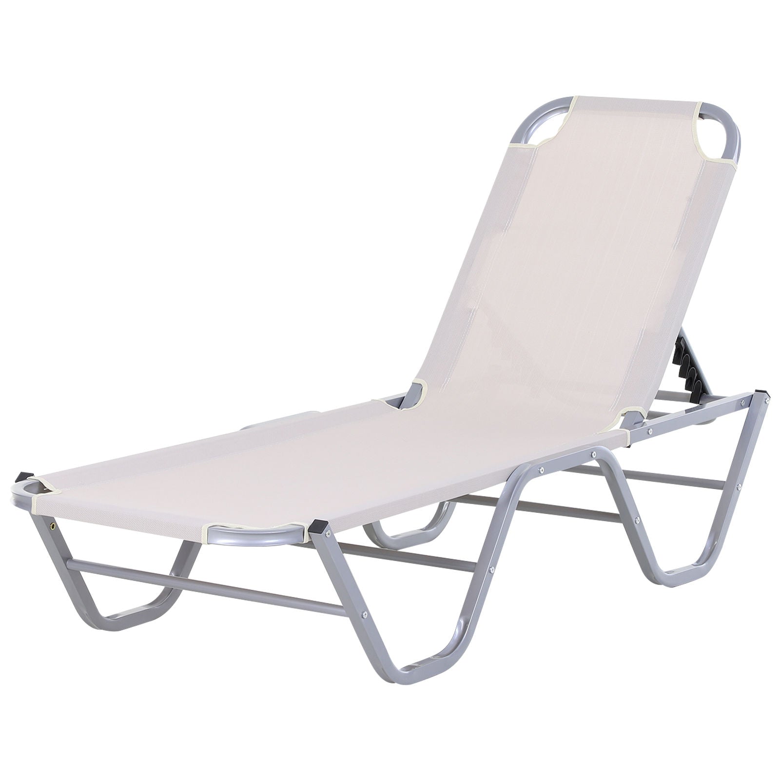 Nancy's Rough Mile Ligstoel - Loungebed - Ligbed - Crème, Zilver - Aluminium