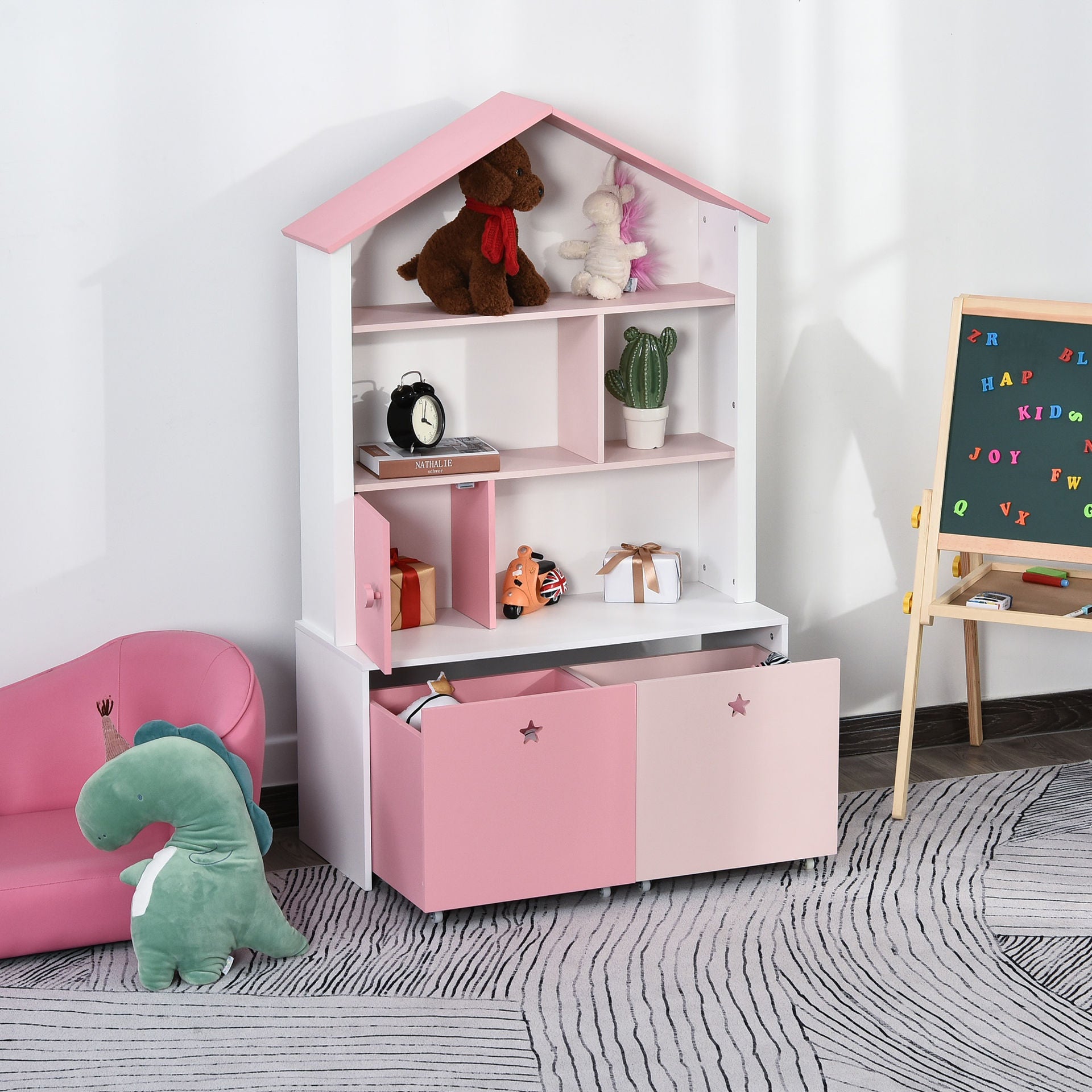 Nancy's The Finish Kinderplank Staande Plank - Roze - Gefabriceerd Hout - 31,49 cm x 13,38 cm x 51,18 cm