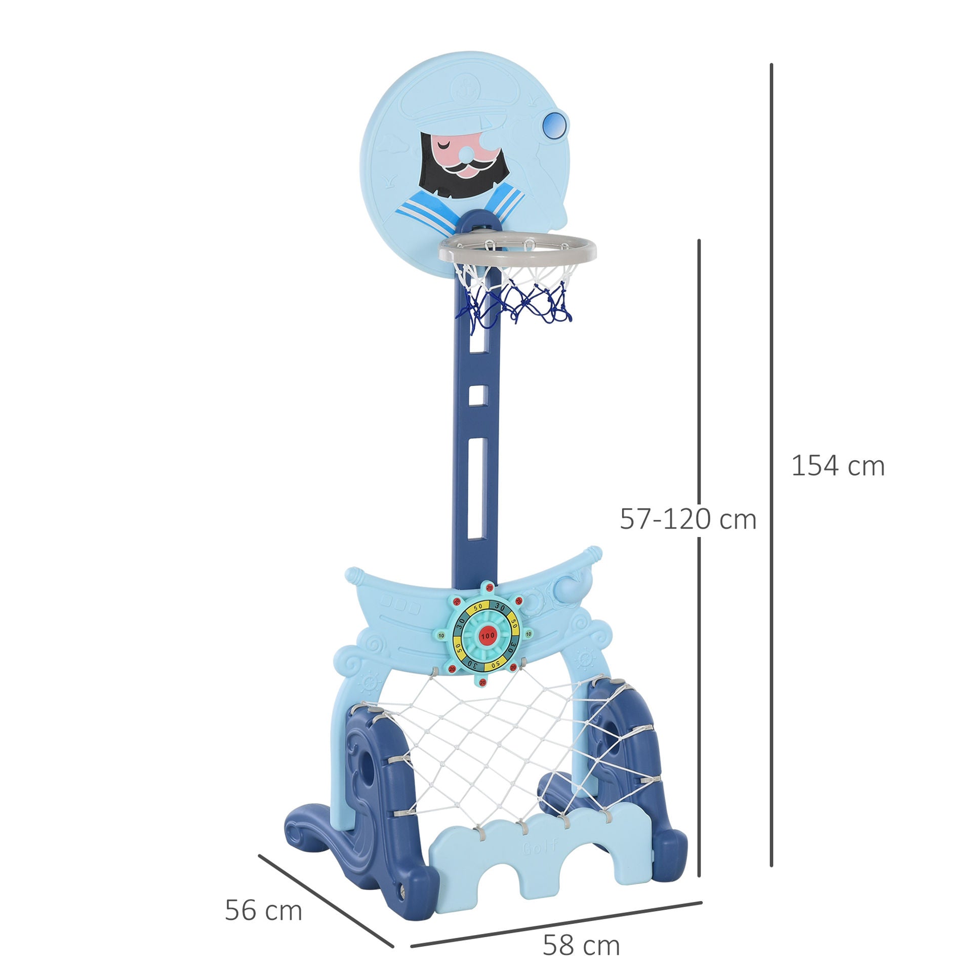 Nancy's Thracië Basketbal Stand Set 4-in-1 - Blauw - Hdpe - 22,83 cm x 22,04 cm x 60,62 cm