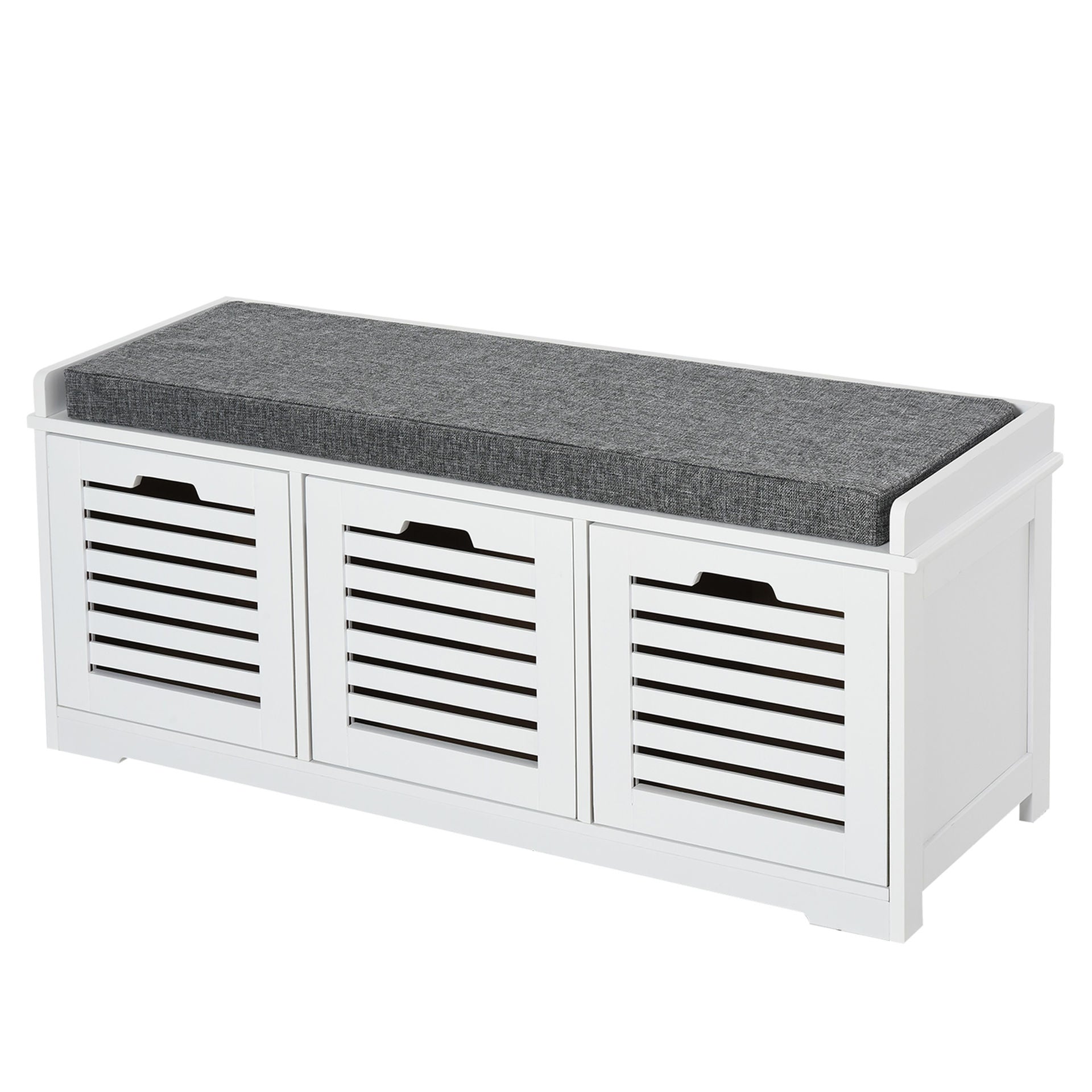 Nancy's Trapiche Schoenbank Schoenenrek - Grijs, Wit - Schuim, Mdf, Linnen - 42,51 cm x 13,77 cm x 16,92 cm