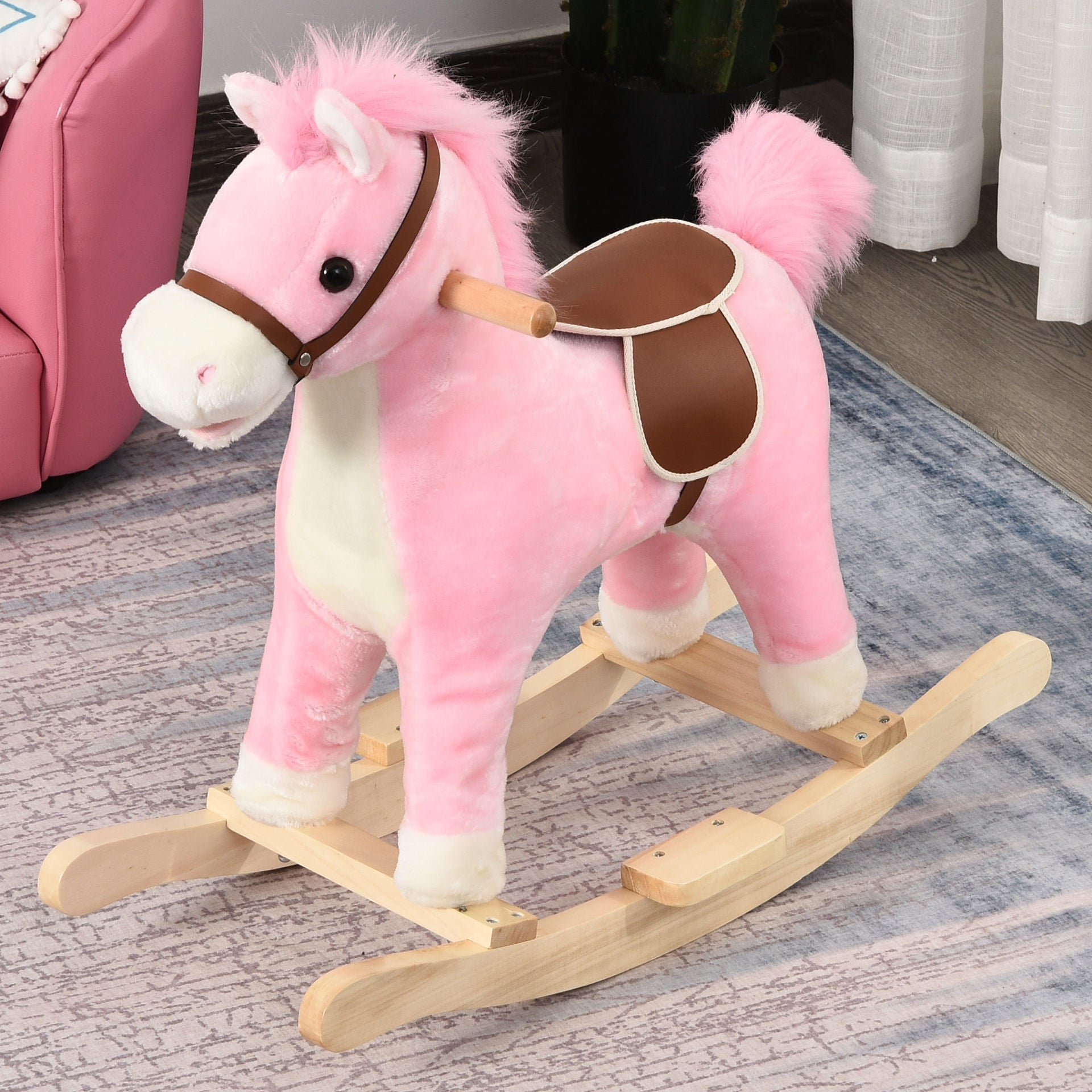 Nancy's Tu-Tu Camp Children Rocking Horse Baby - Rose - Peluche, Bois, Acier - 25,59 cm x 12,79 cm x 24,01 cm