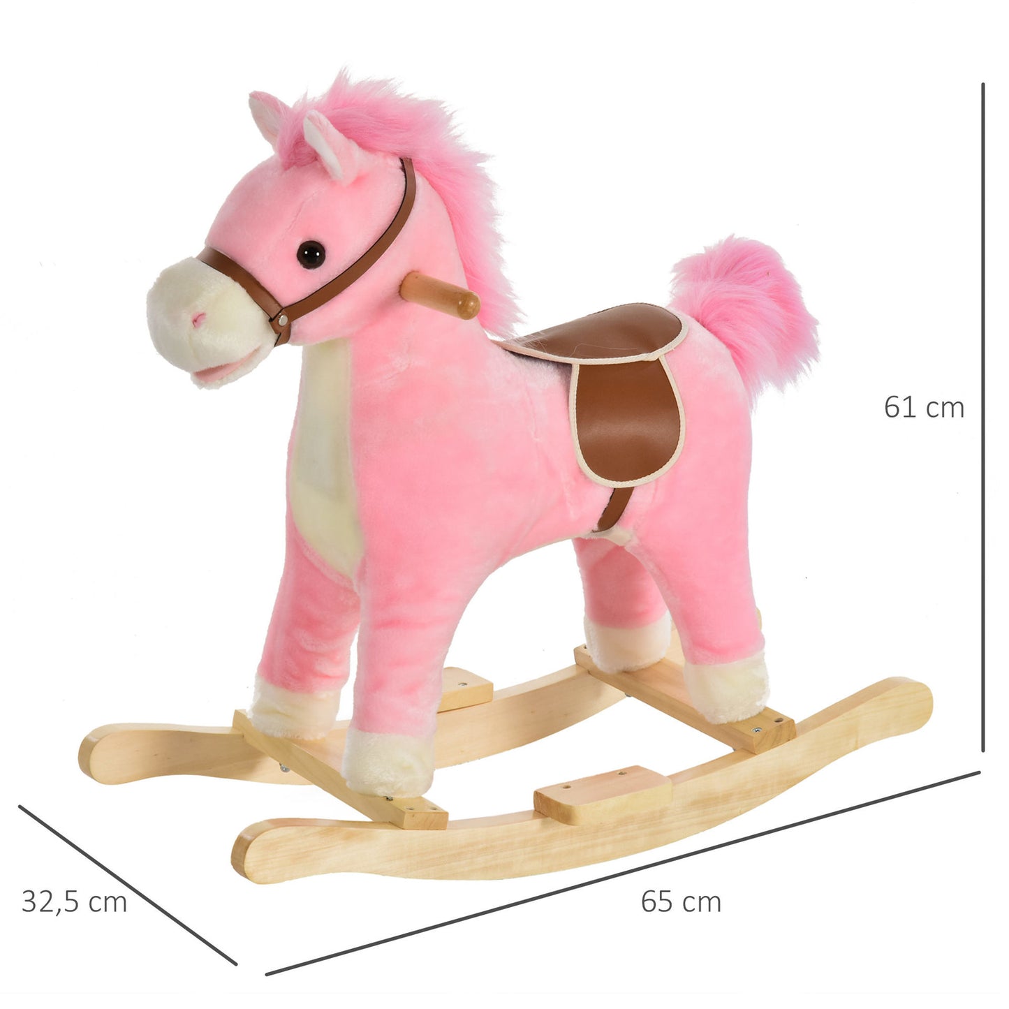 Nancy's Tu-Tu Camp Children Rocking Horse Baby - Roze - Pluche, Hout, Staal - 25,59 cm x 12,79 cm x 24,01 cm