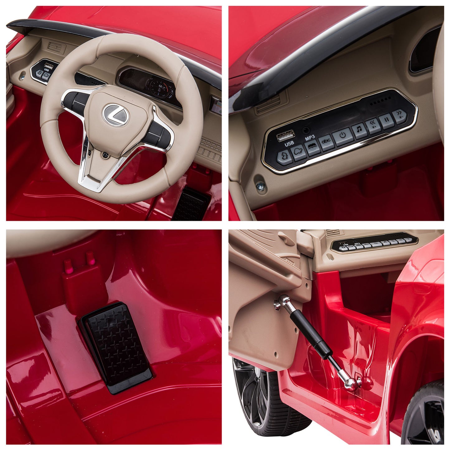 Nancy's Twin Cays Lexus Kinderauto - Elektrische Speelgoed Auto - MP3 - Muziek - Licht - Rood