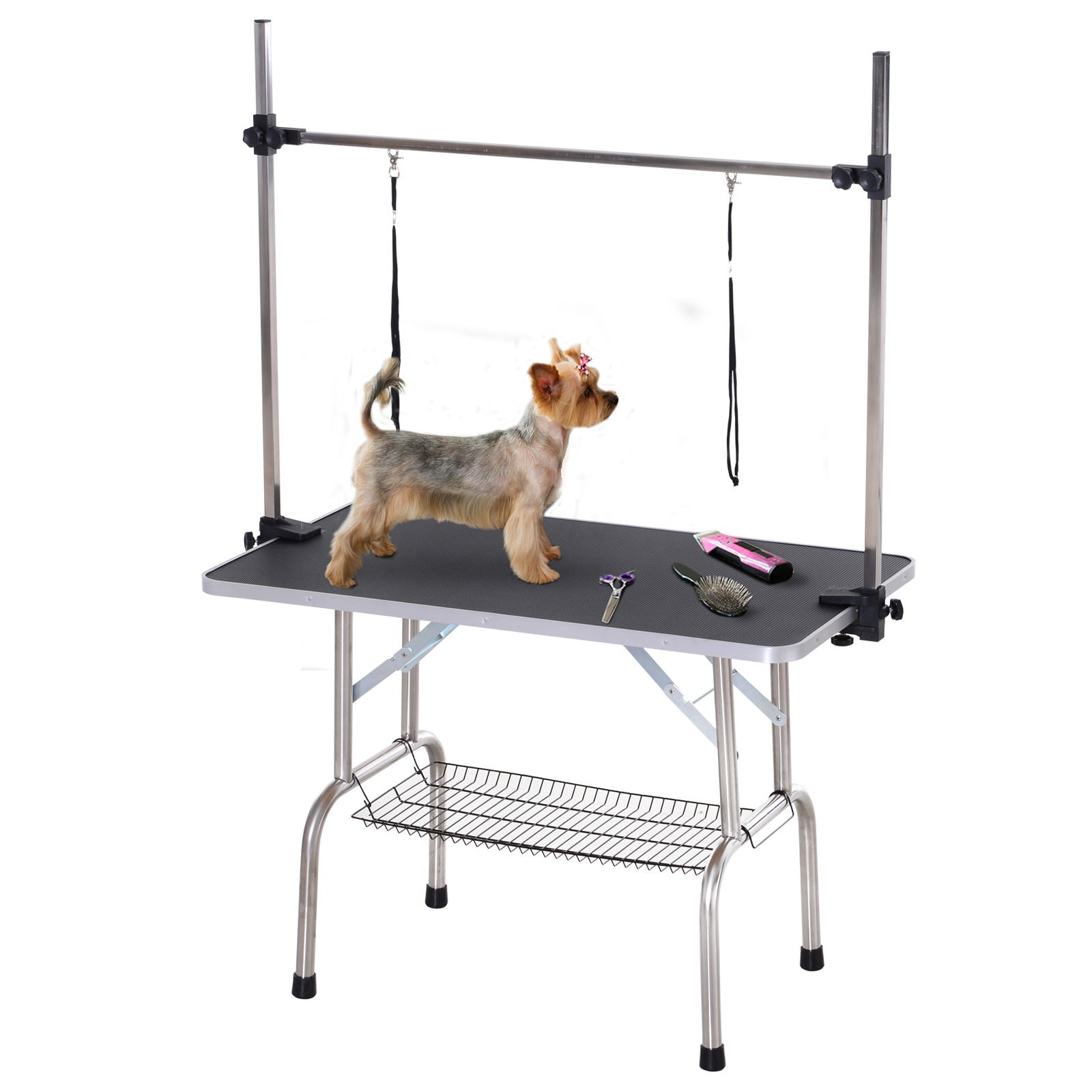 Table de toilettage Nancy's Waterbank, Table de toilettage, Table de rasage pour chiens pliable réglable en hauteur en métal inox