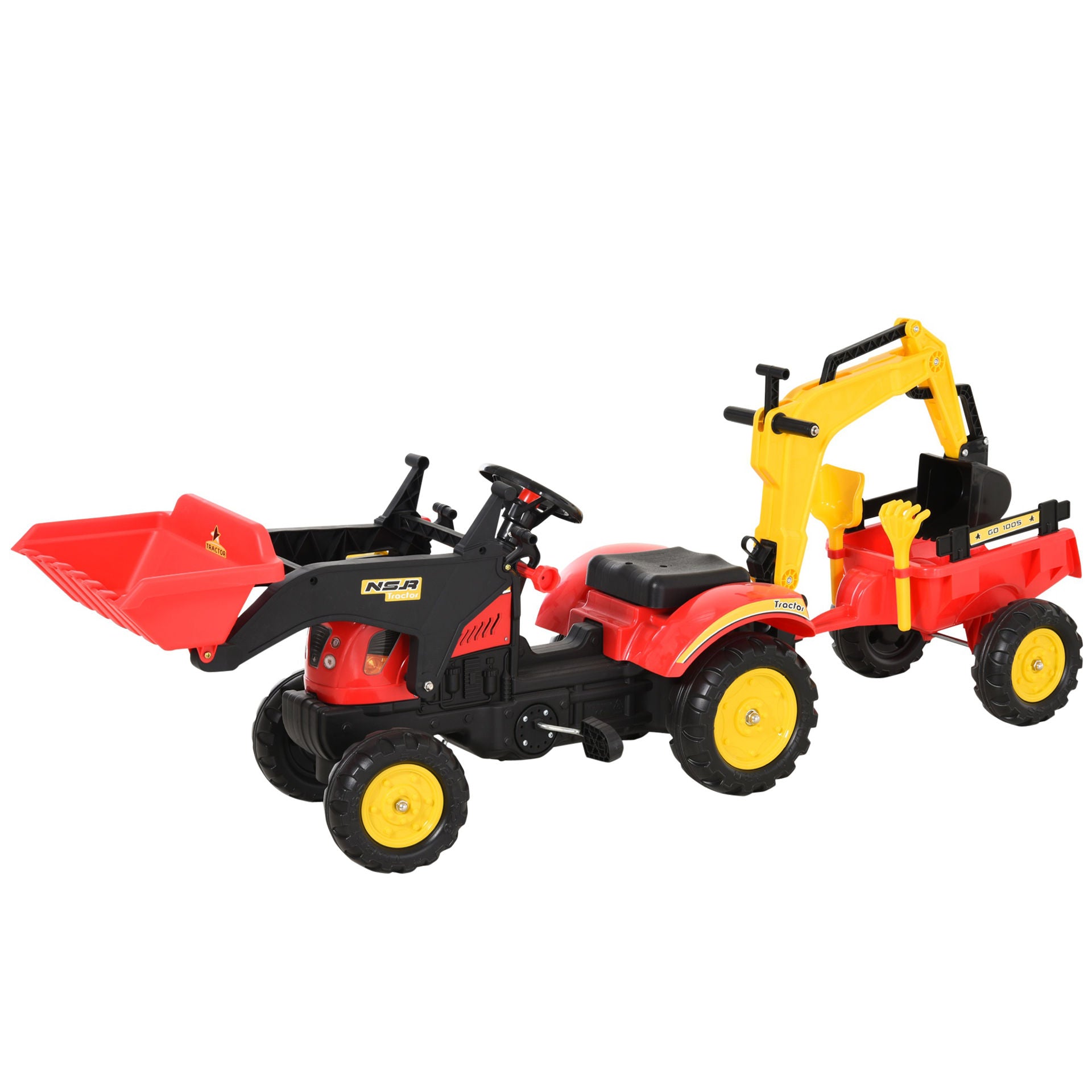 Nancy's Xaibe Ride-On Excavator - Pedal Car - Toy Excavator - Red
