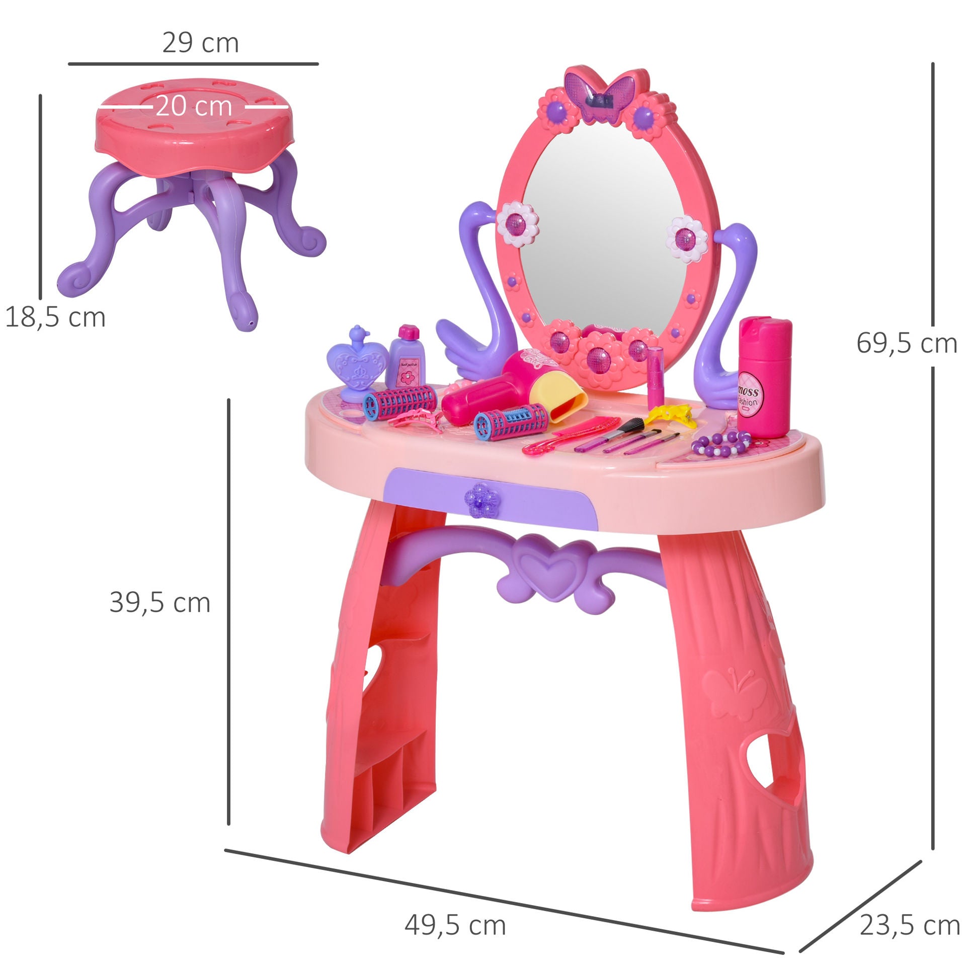 Nancy's Youngs Cay Kinderkleedtafel - Roze - Kunststof - 19,48 cm x 9,25 cm x 27,36 cm