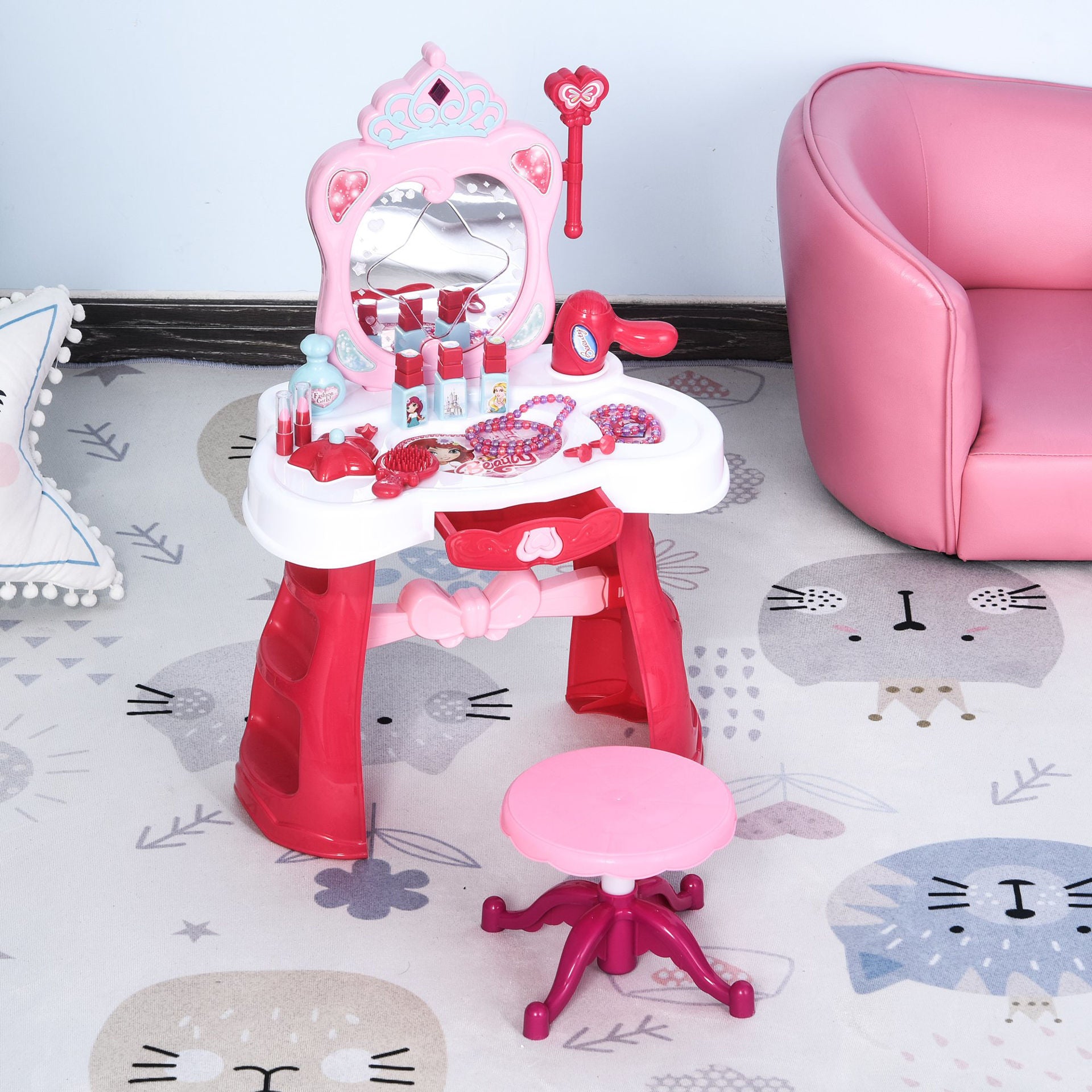Nancy's Barquedier Kinderkleedtafel 2-Set - Roze, Wit - Pp - 17,32 cm x 11,02 cm x 26,37 cm