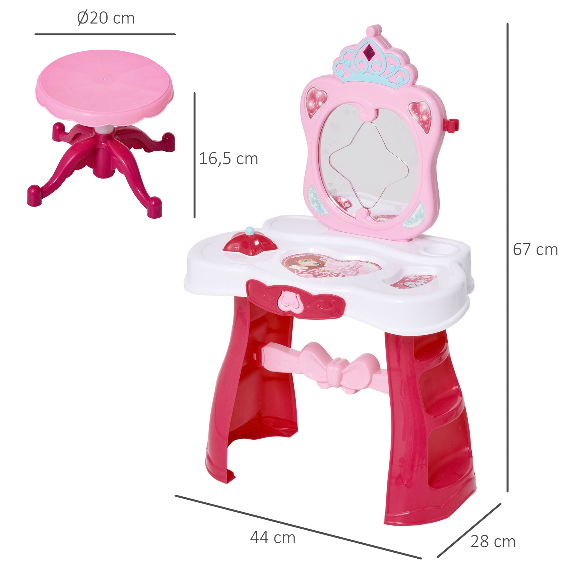 Nancy's Barquedier Kinderkleedtafel 2-Set - Roze, Wit - Pp - 17,32 cm x 11,02 cm x 26,37 cm