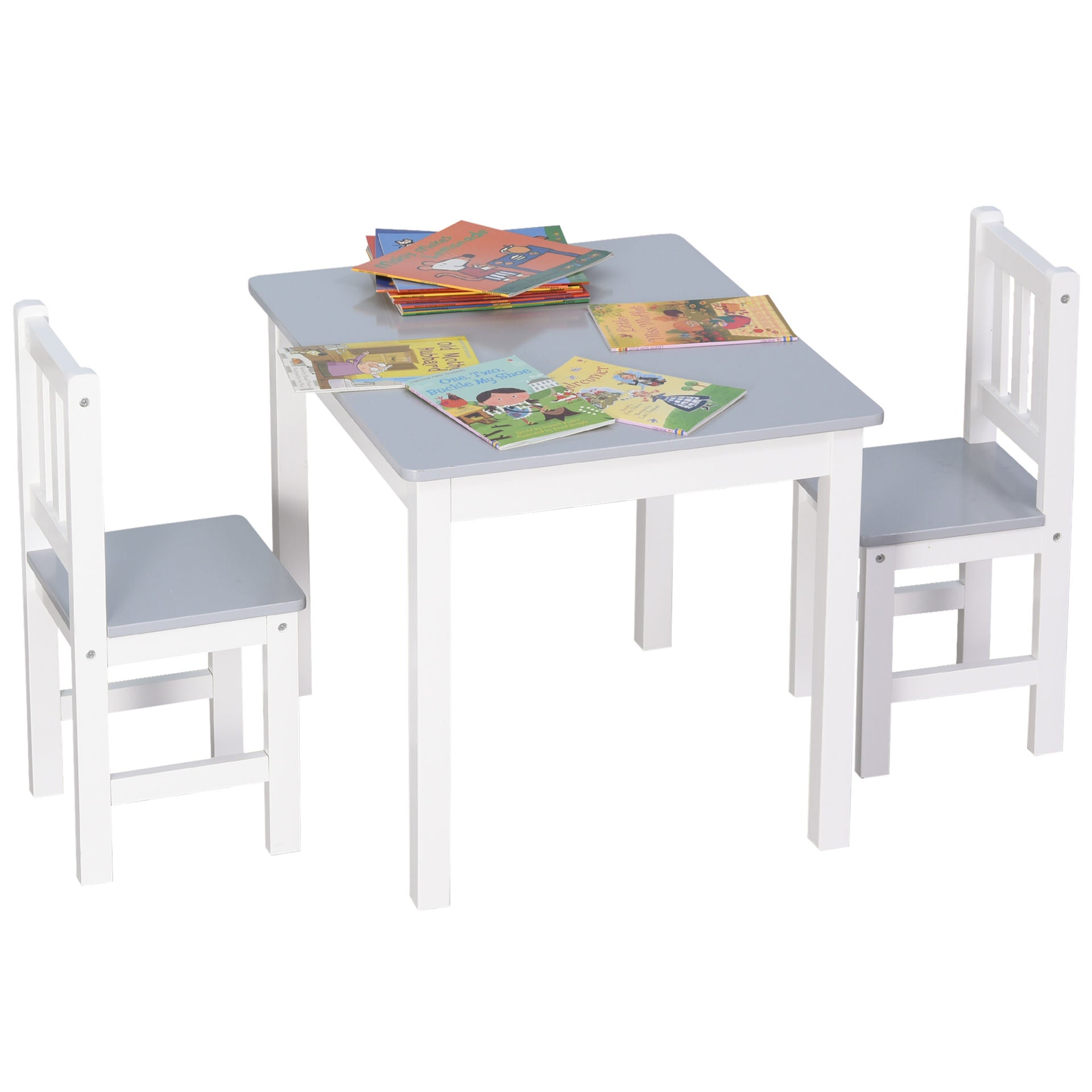 Nancy's Esperanza 3-delige zitgroep voor kinderen - Grijs, Wit - Hout, Mdf - 23,62 cm x 19,68 cm x 18,89 cm