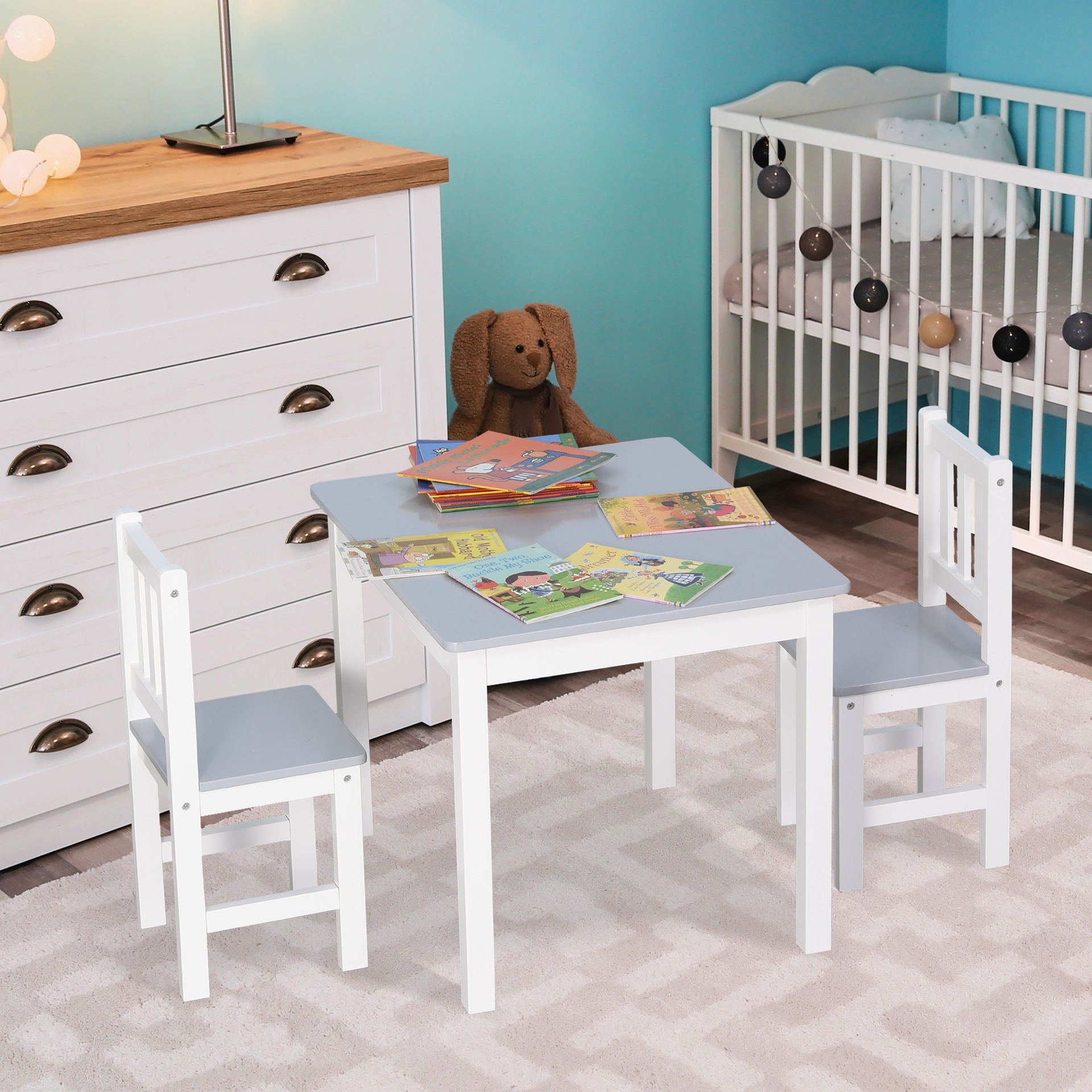 Nancy's Esperanza 3-delige zitgroep voor kinderen - Grijs, Wit - Hout, Mdf - 23,62 cm x 19,68 cm x 18,89 cm