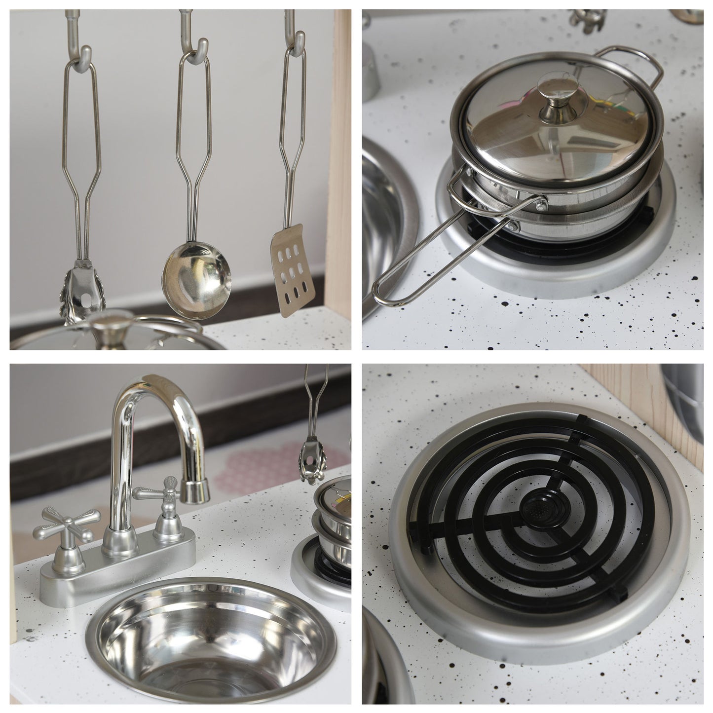Nancy's Hellgate Kinderkeuken Met Veel Accessoires - Wit - Grenen, Mdf - 30,31 cm x 11,81 cm x 32,28 cm