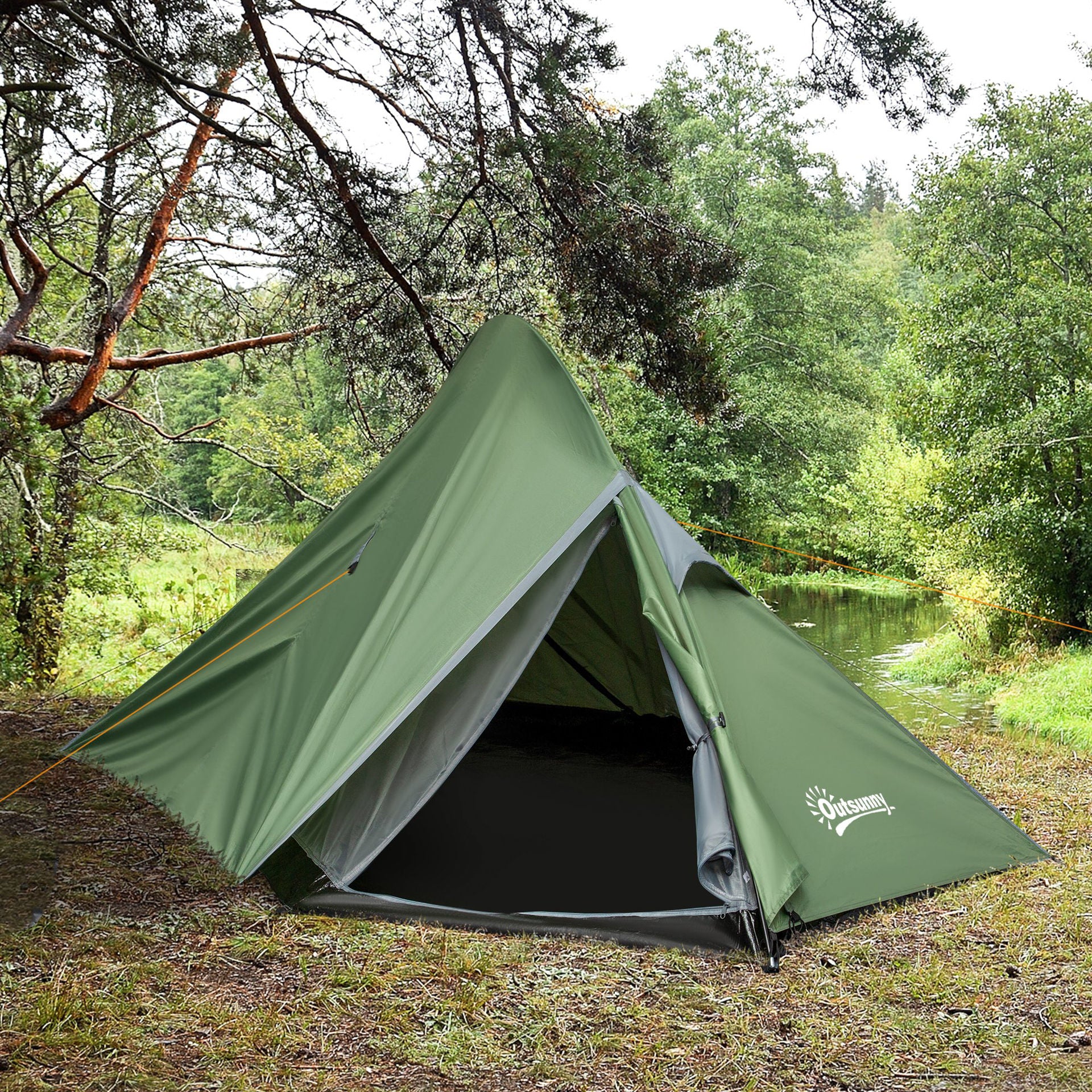 Nancy's Calcutta Kampeertent - Groen, Zwart, Wit - Polyester, Pe, Glasvezel - 135,82 cm x 59,05 cm x 44,09 cm