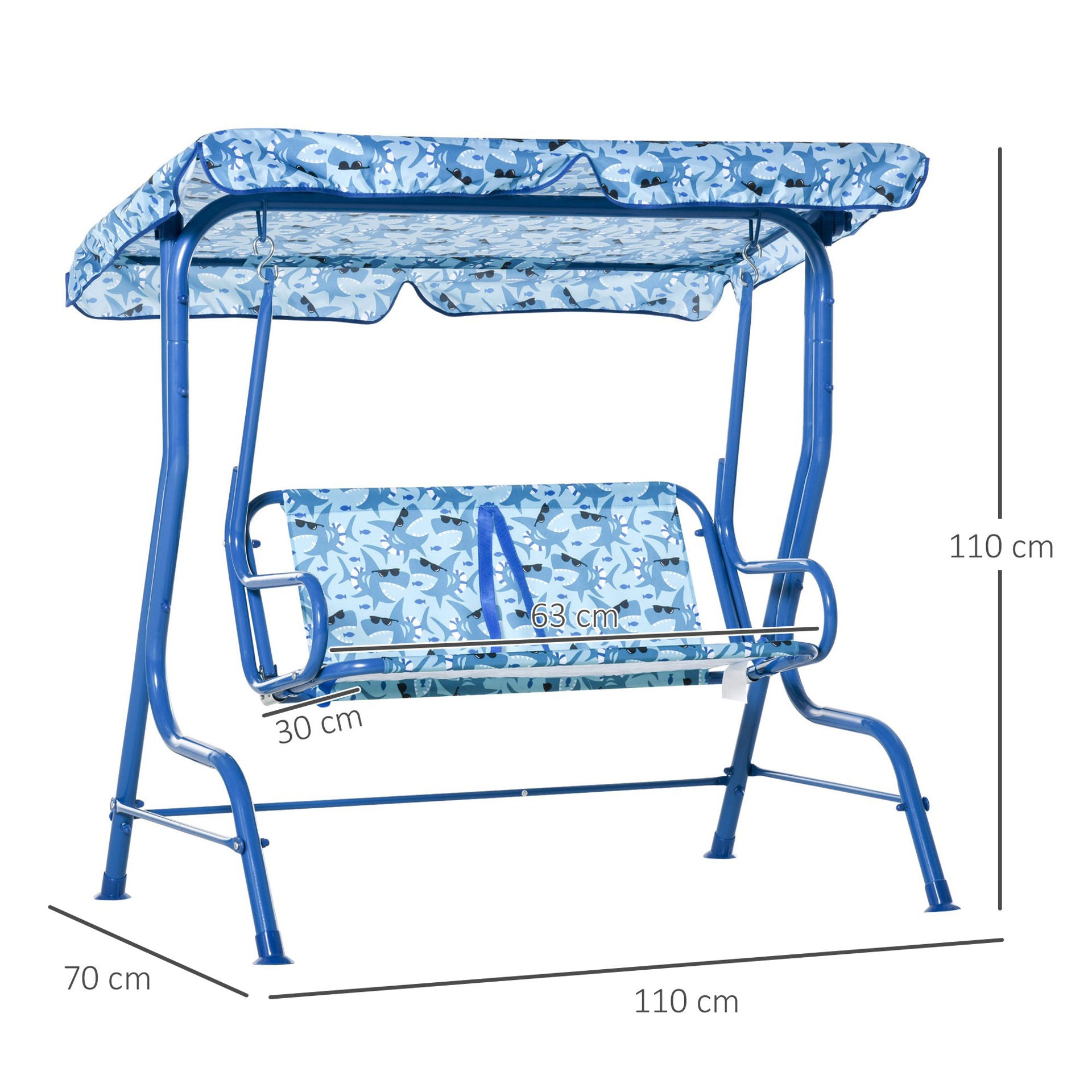 Nancy's Lime Cay Children's Swing Playground - Blauw - Metaal, Polyester - 43,3 cm x 27,55 cm x 43,3 cm