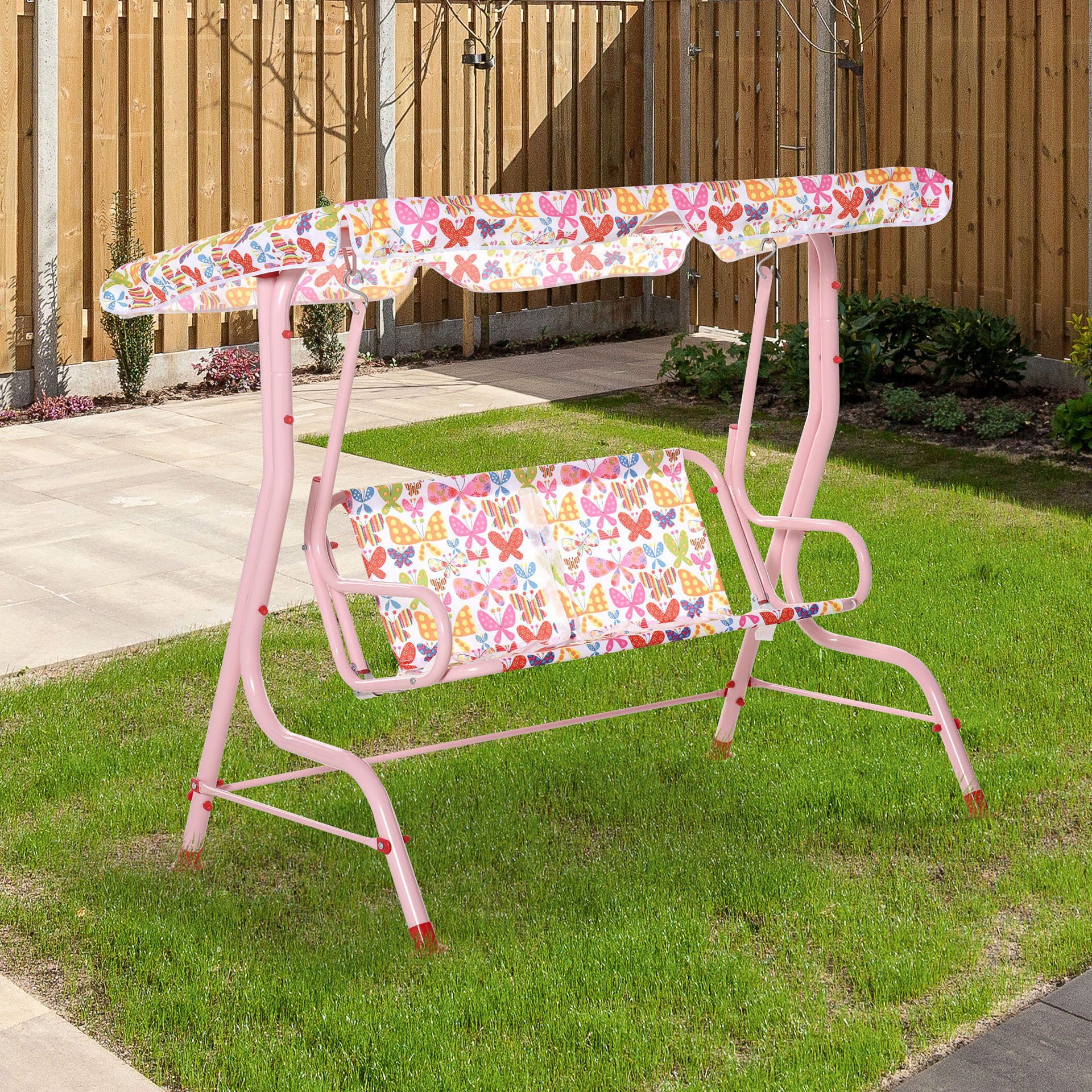 Nancy's Machaca Kinderschommel speeltuin - Roze - Metaal, Polyester - 43,3 cm x 27,55 cm x 43,3 cm