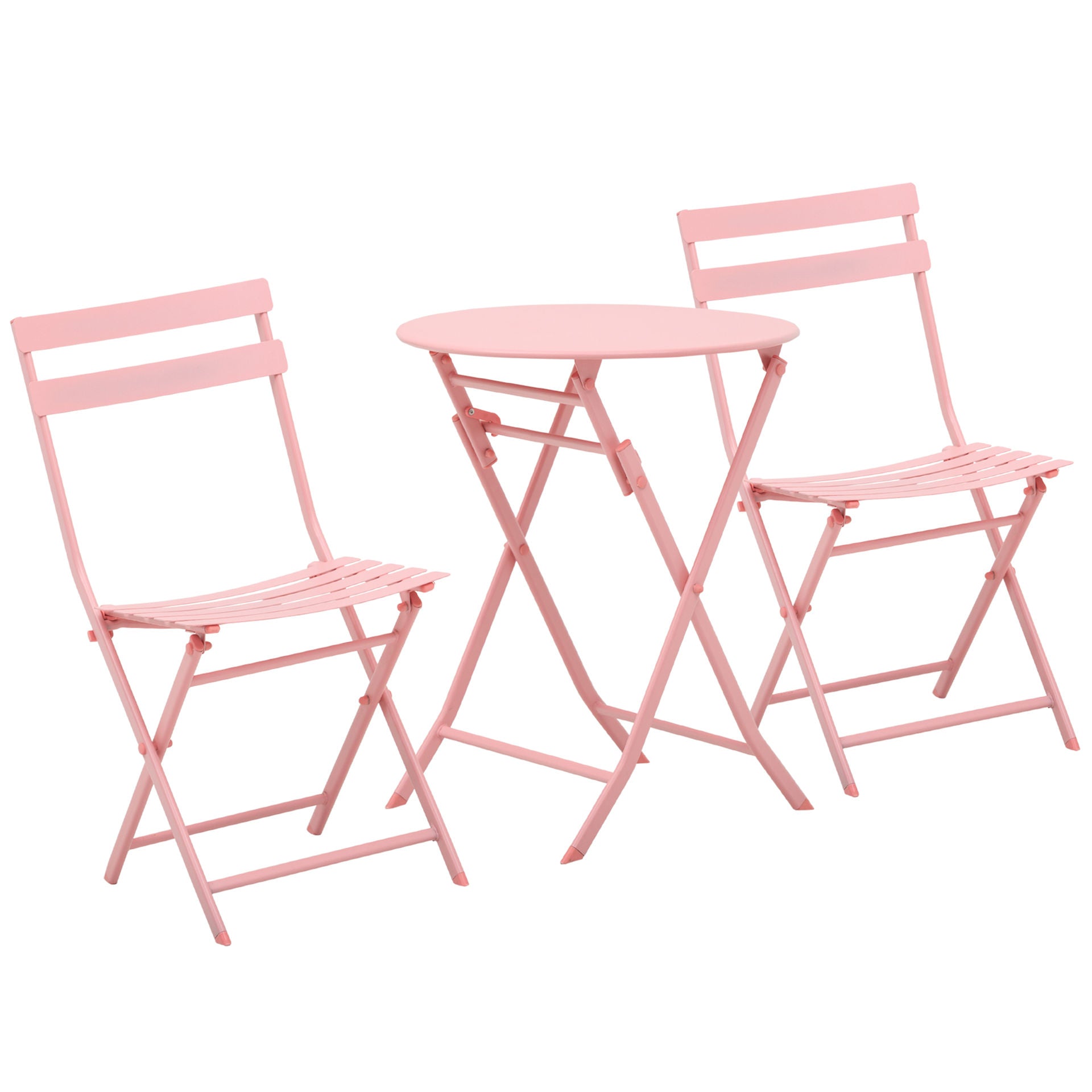 Nancy's Bridge Bay Tuinset voor 2 personen Balkonmeubelset Bistrotafel met 2 stoelen voor binnentuin inklapbaar Roze