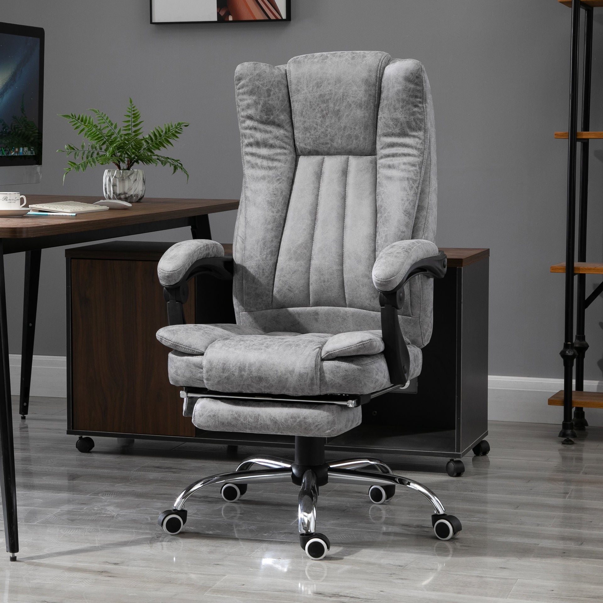 Nancy's Burton Bay Bureaustoelmassage - Grijs - Microvezel, Foam - 24,4 cm x 26,37 cm x 44,48 cm