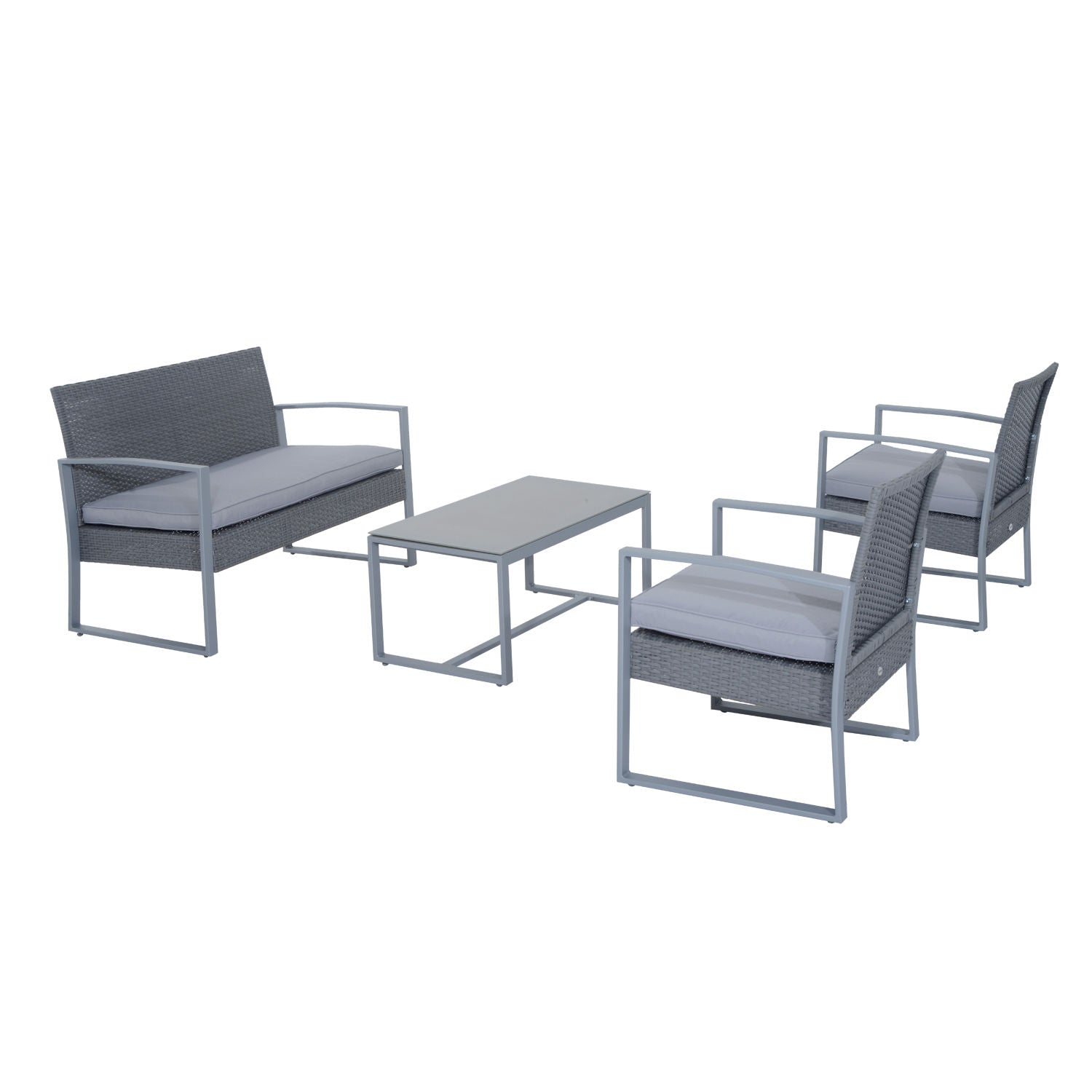 Nancy's Camber 4-delig. Tuinmeubelset - Grijs - Metaal, Pe Rotan, Polyester - cm x 44,09 cm x 29,92 cm