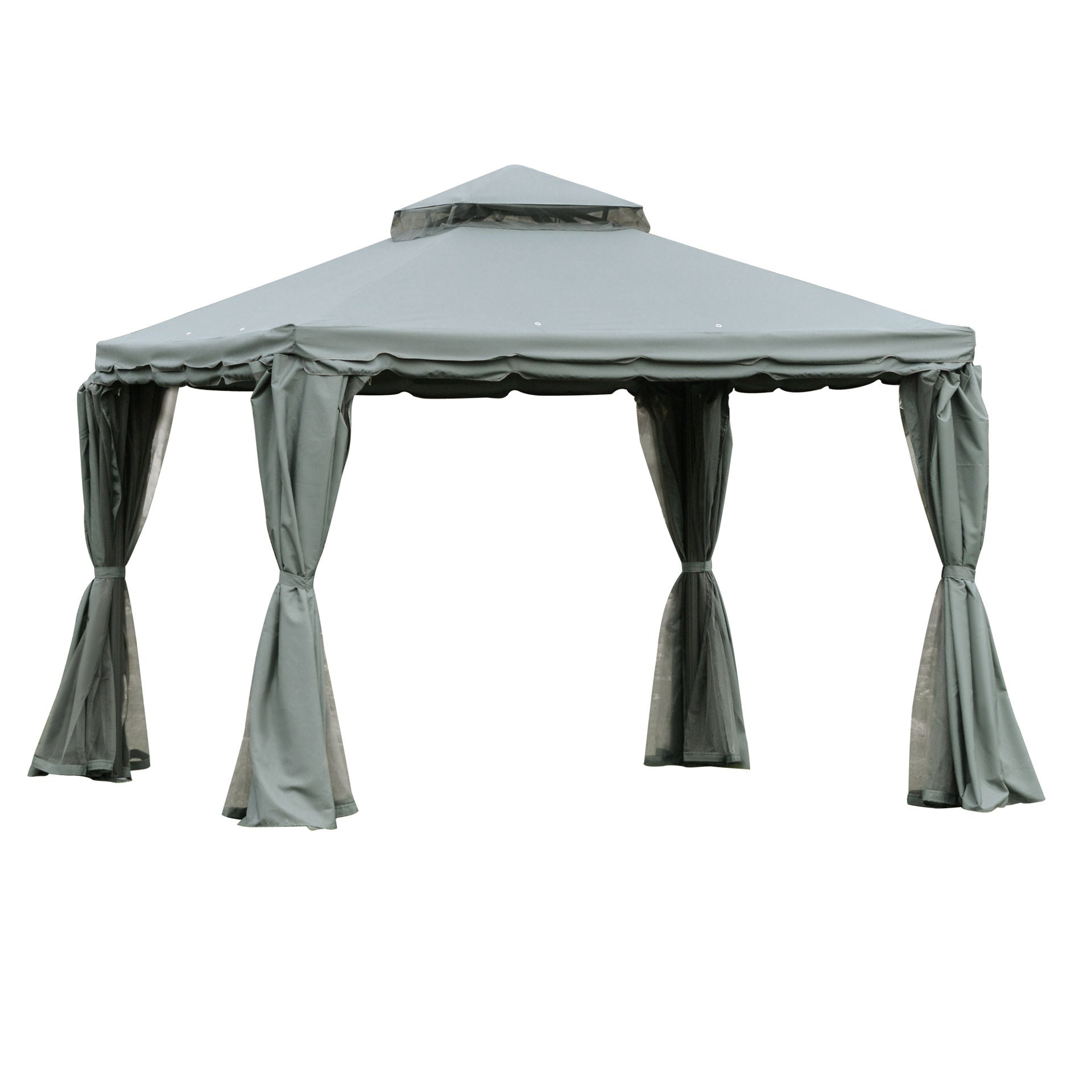 Nancy's Long Point Garden Pavilion - Grijs - Aluminium, Polyester - 118,11 cm x 118,11 cm x 106,58 cm
