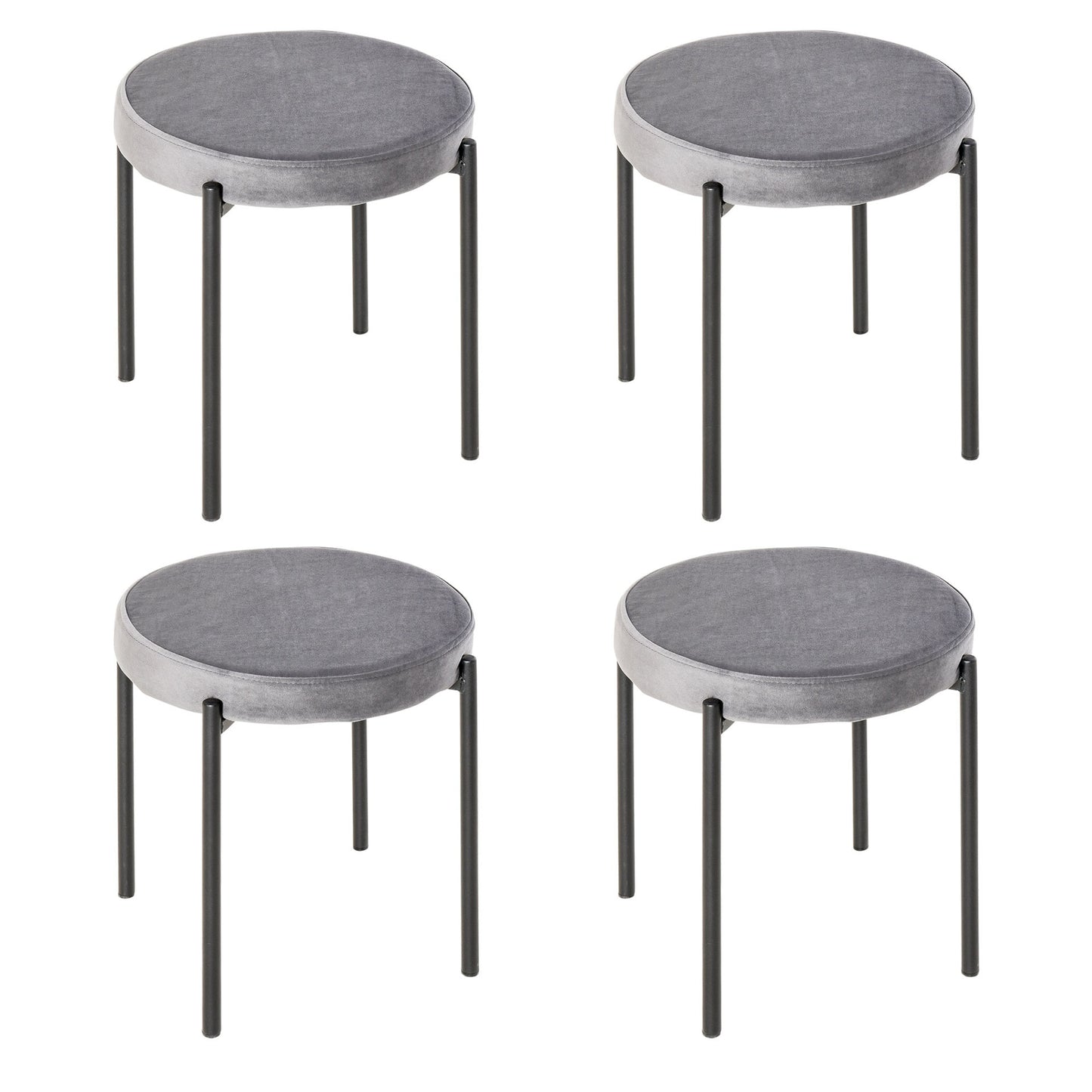 Nancy's Nelson Bay Set van 4 Eetkamer Krukken - Krukken - Grijs - Velvet