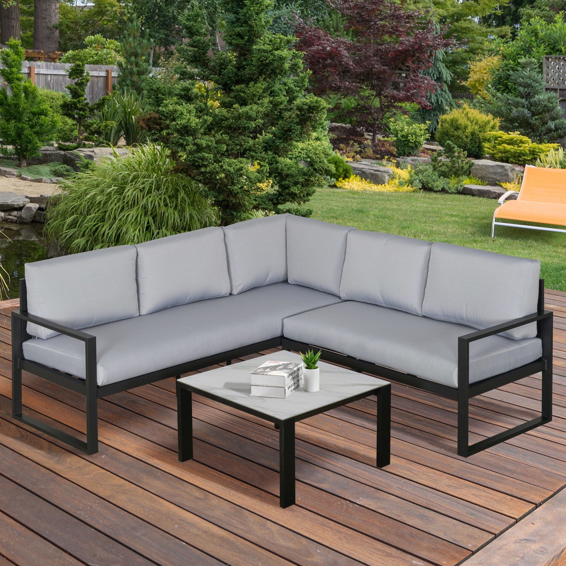 Nancy's Old Shoal Garden Set Zitgroep - Grijs - Aluminium, Glas, Schuim - cm x 76,77 cm x 29,52 cm