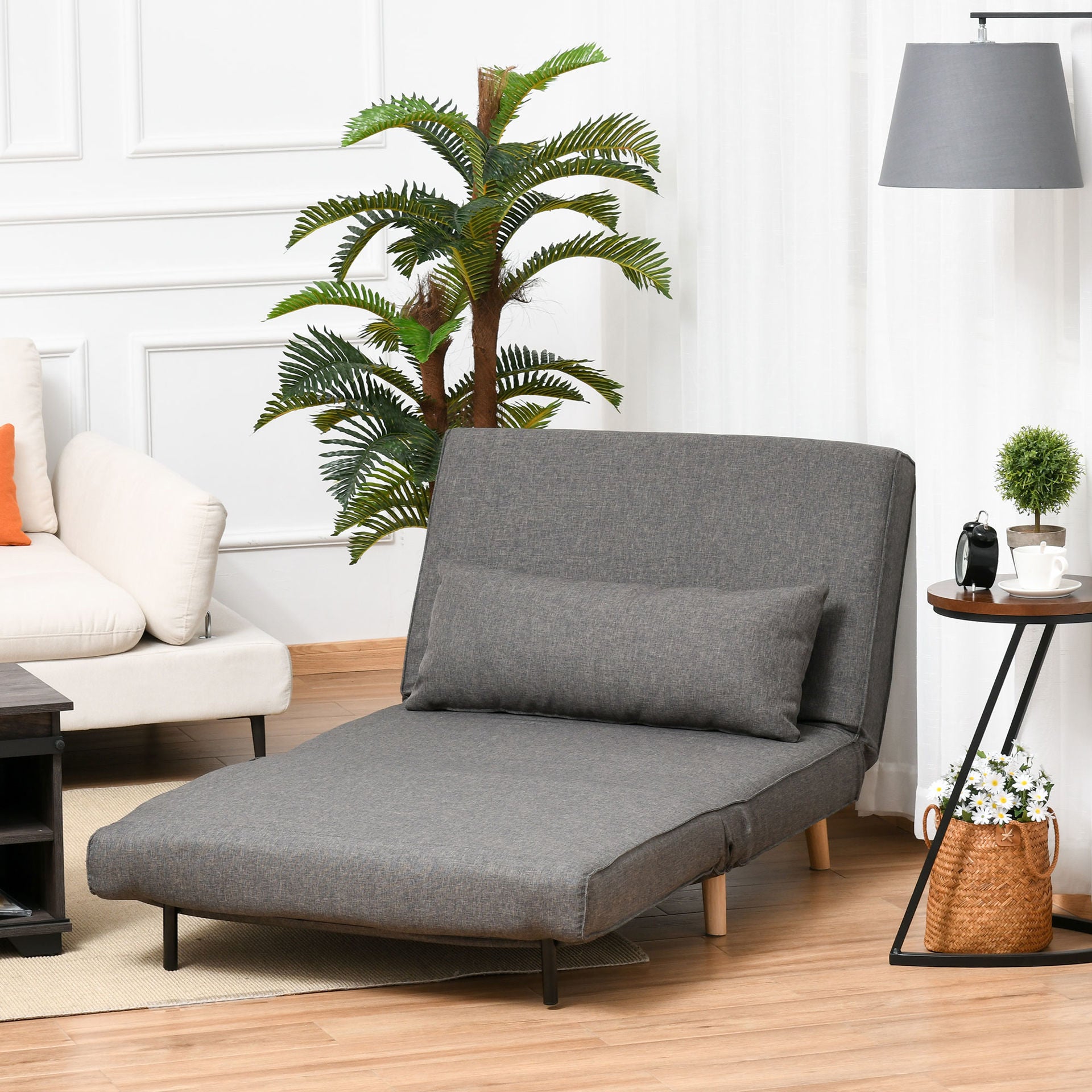 Nancy's Ship Point Sofa Bed - Lounger - Guest Bed - Grey - Imitation Linen
