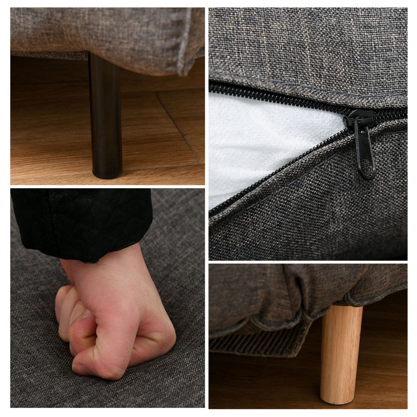 Nancy's Ship Point Slaapbank - Ligstoel - Logeerbed - Grijs - Imitatielinnen