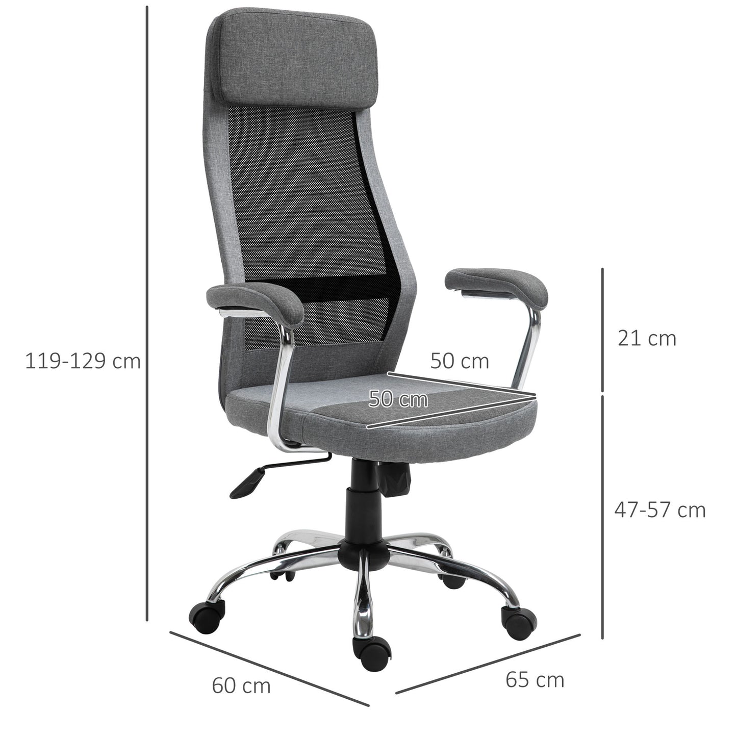 Nancy's Stovel Bay Bureaustoel - Ergonomisch - In hoogte Verstelbaar - Draaibaar - Grijs / Zwart