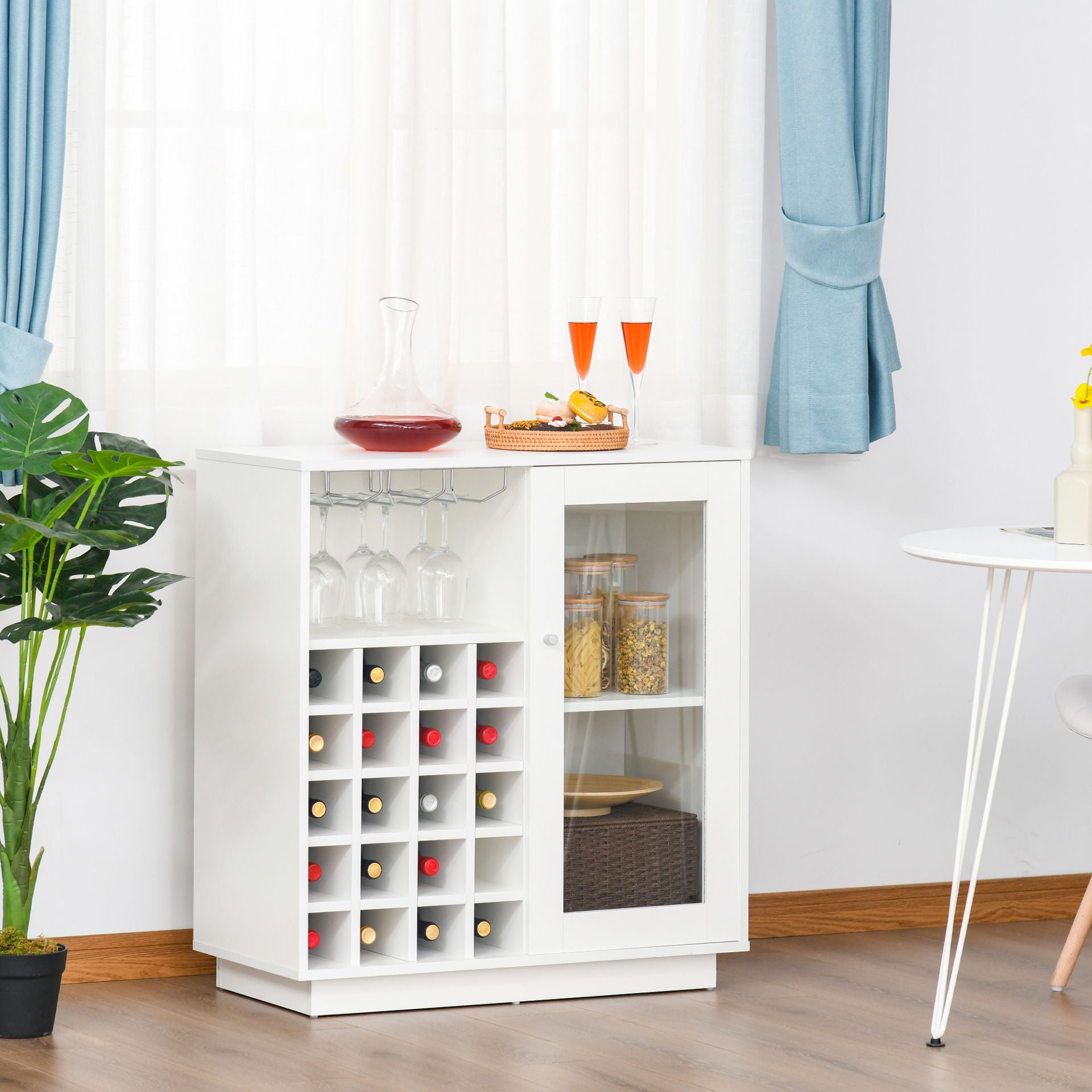Nancy's Mundare Wijnkast - Wit - Metaal, Spaanplaat, Glas - cm x 31,49 cm x 33,46 cm