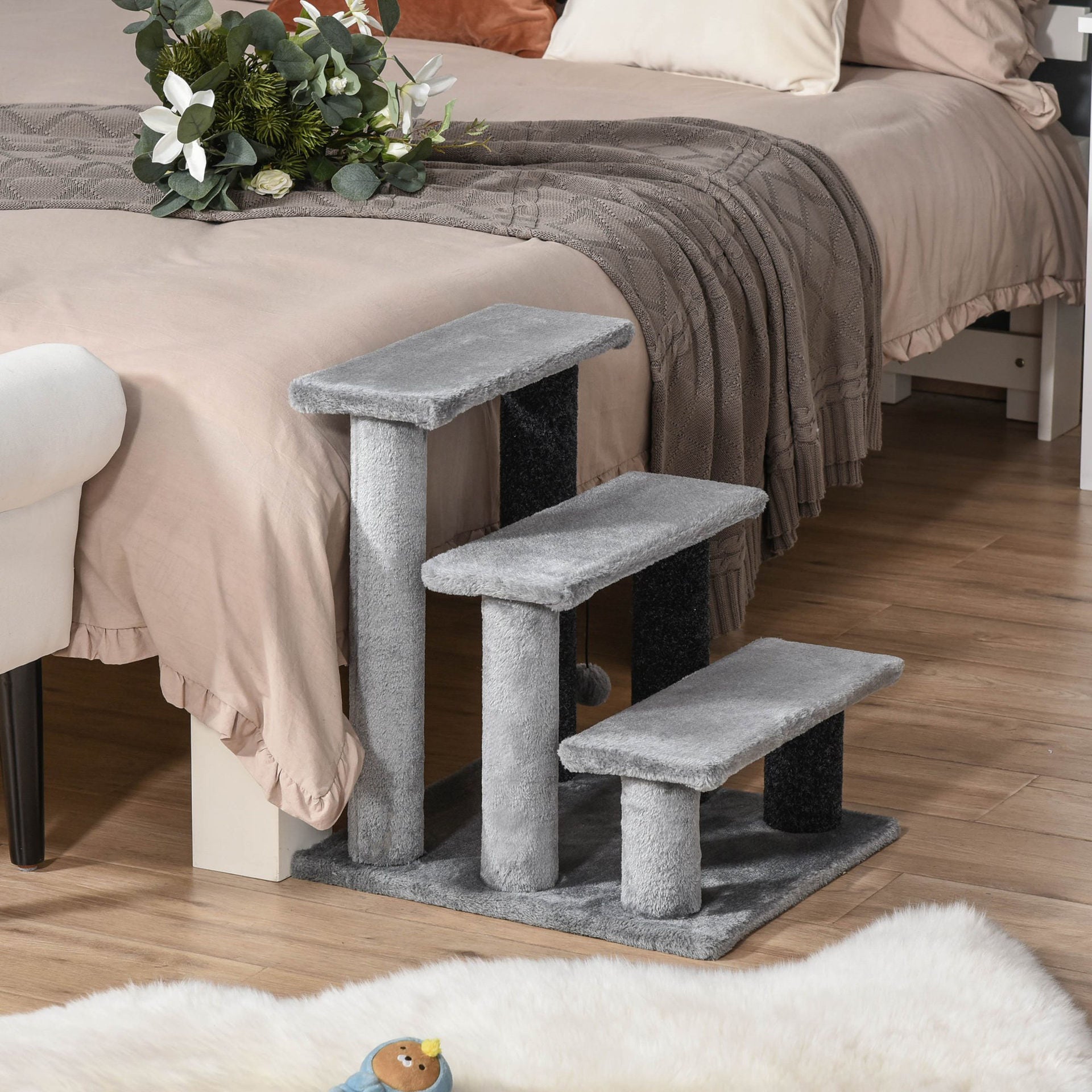 Nancy's Acheson Animal Stairs Escaliers pour chats avec boule à gratter Escaliers pour chiens en 3 marches