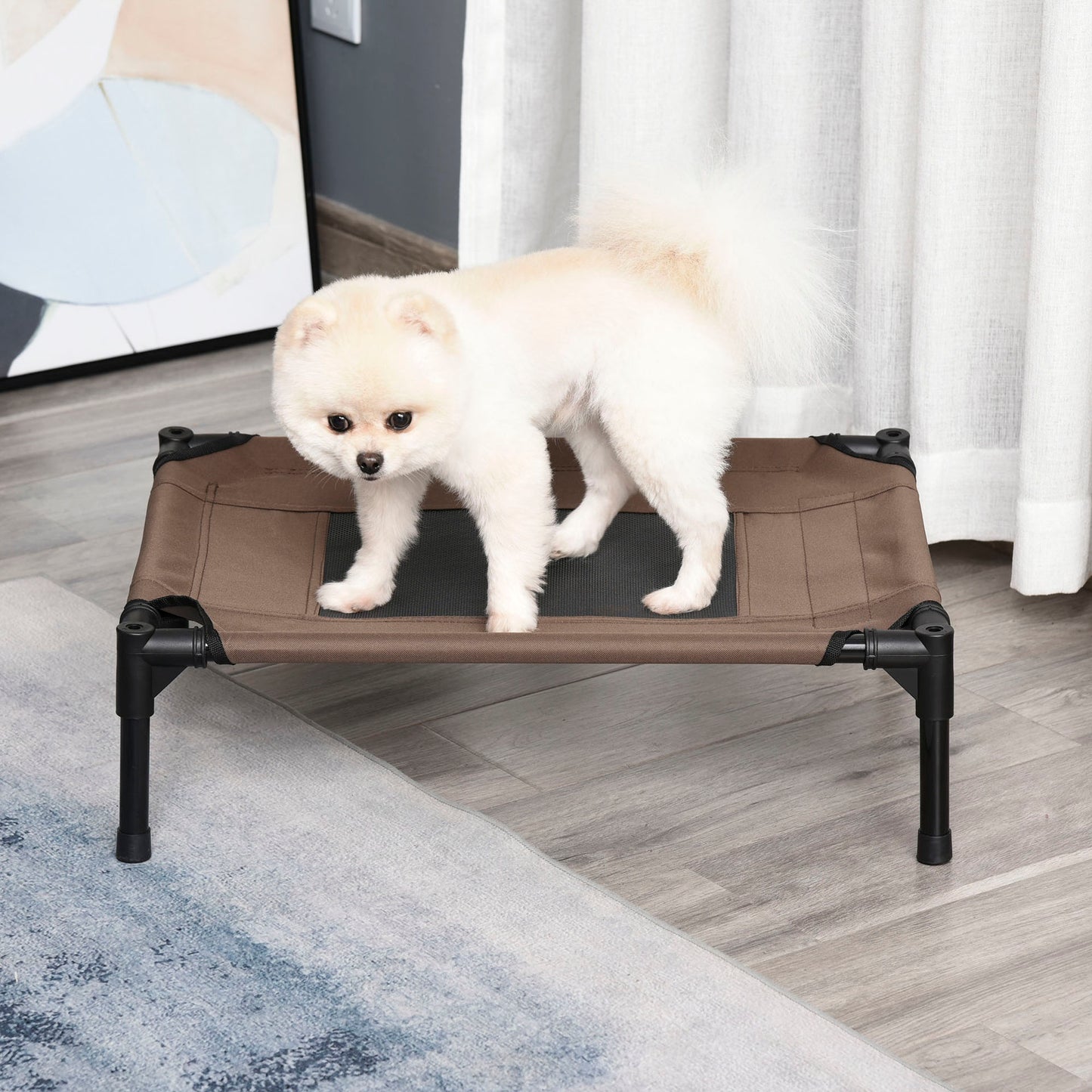 Nancy's Akwesasne Bed met luifel, opvouwbaar, hondenligstoel, hondenbed voor buiten