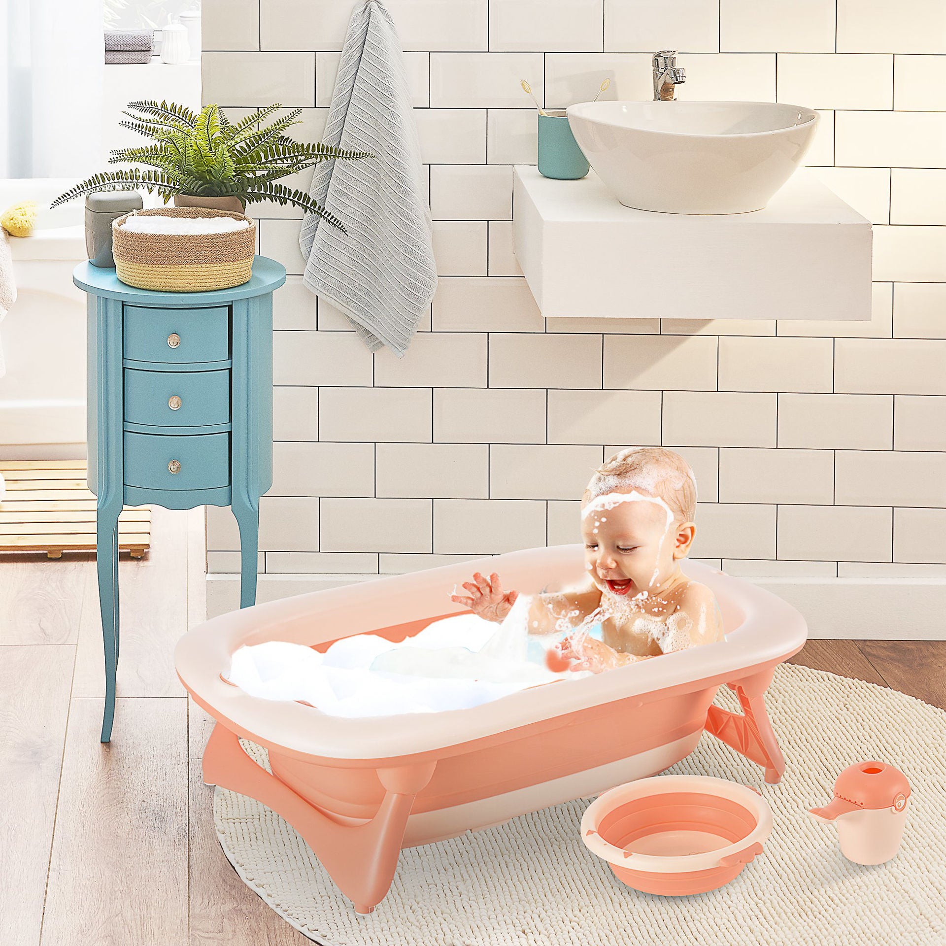 Nancy's Allan Baby Bath - Roze - Pe, Tpe - 33,26 cm x 19,88 cm x 9,44 cm