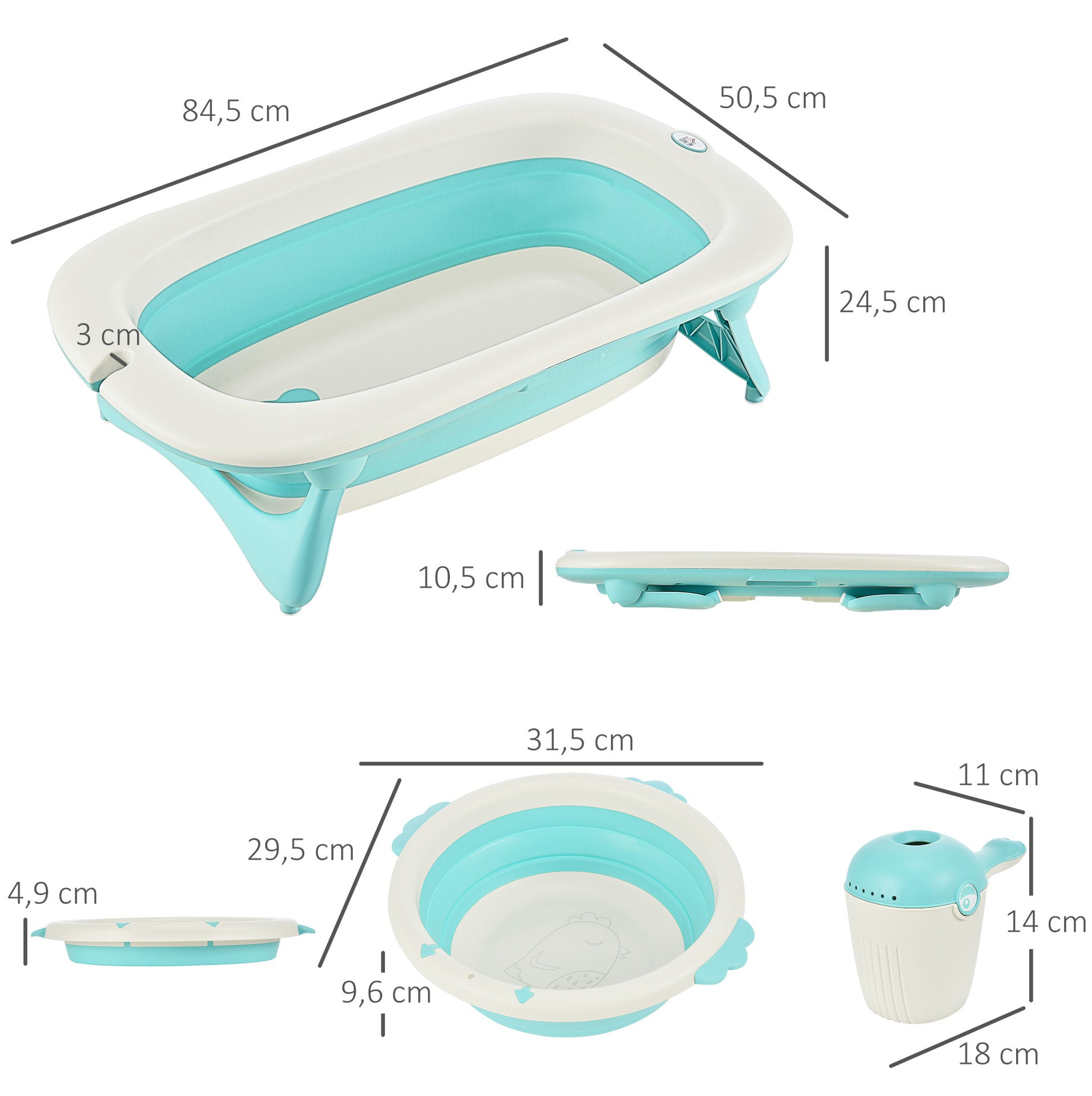 Nancy's Allen Bay Baby Bath - Groen - Pe, Tpe - 33,26 cm x 19,88 cm x 9,44 cm