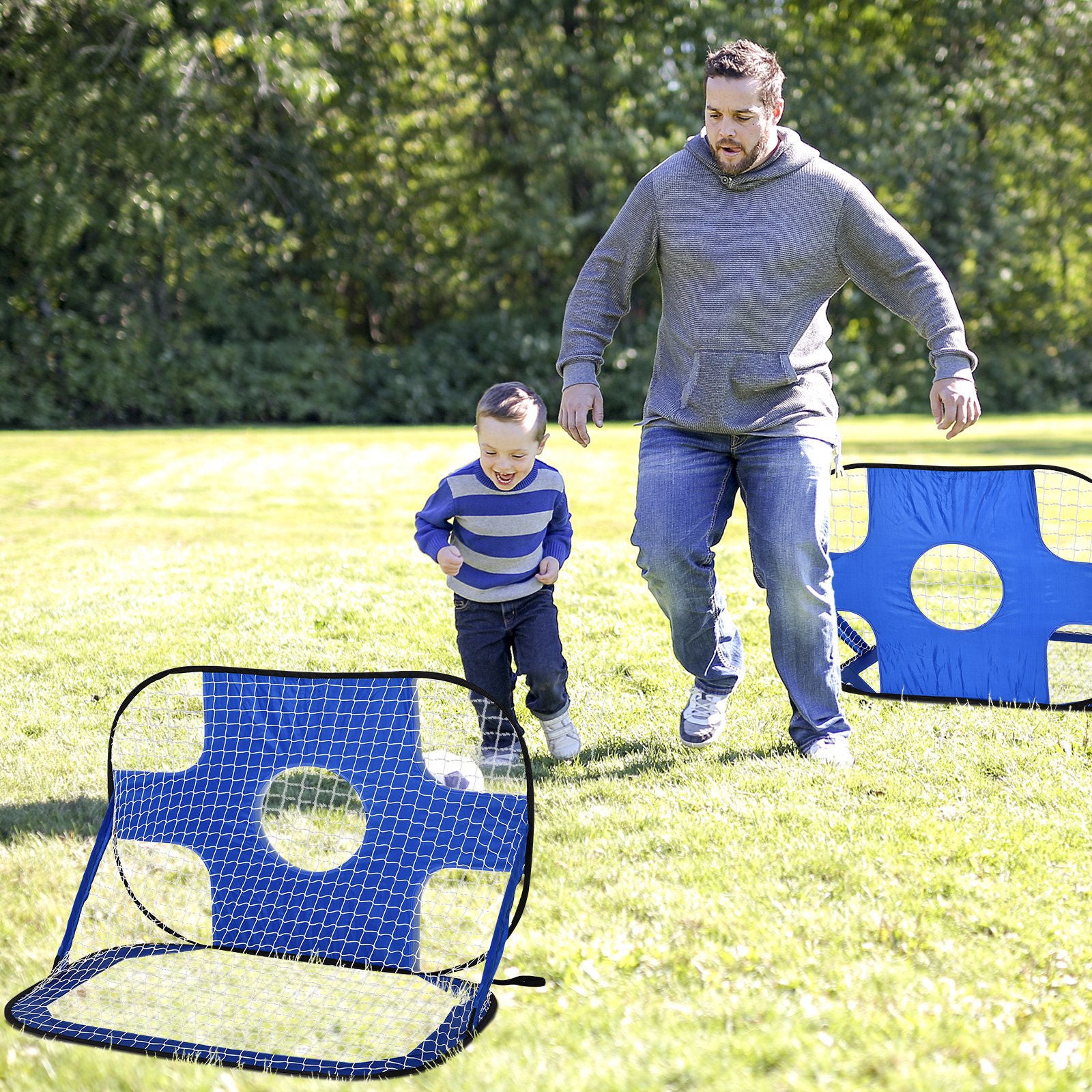 Buts de football Almira de Nancy - Filet de football - Mini buts - Bleu - ± 120 x 80 x 80 cm