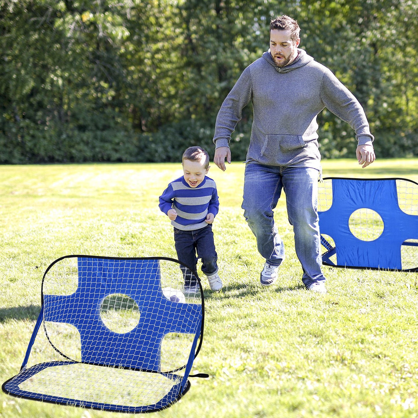 Nancy's Almira Football Goals Pop Up - Blauw - Glasvezel, Oxford Stof, Kunststof - 48,42 cm x 31,49 cm x 31,49 cm