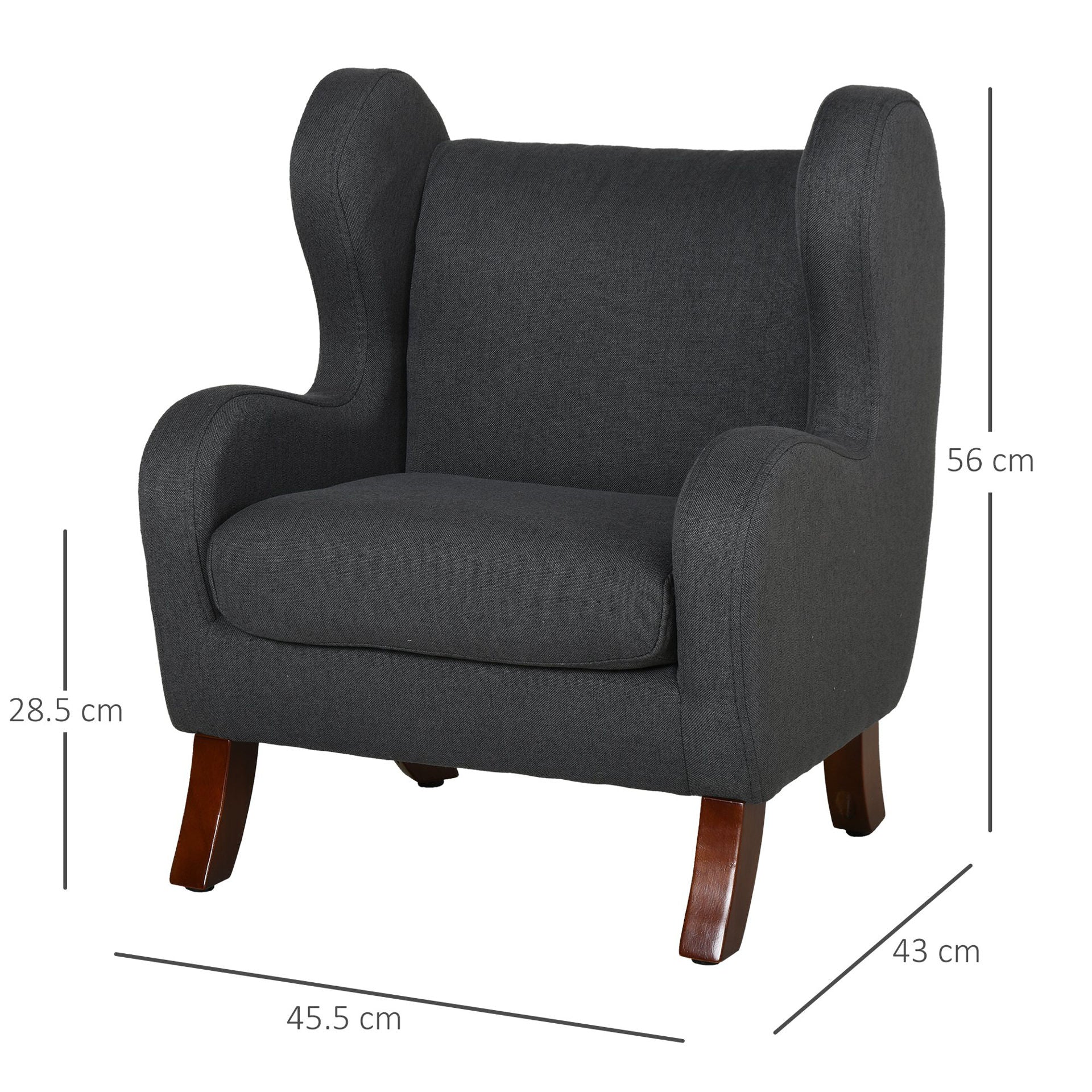 Nancy's Alvinston Kinderstoel - Grijs - Linnen, Schuim, Rubber hout - 17,91 cm x 16,92 cm x 22,04 cm