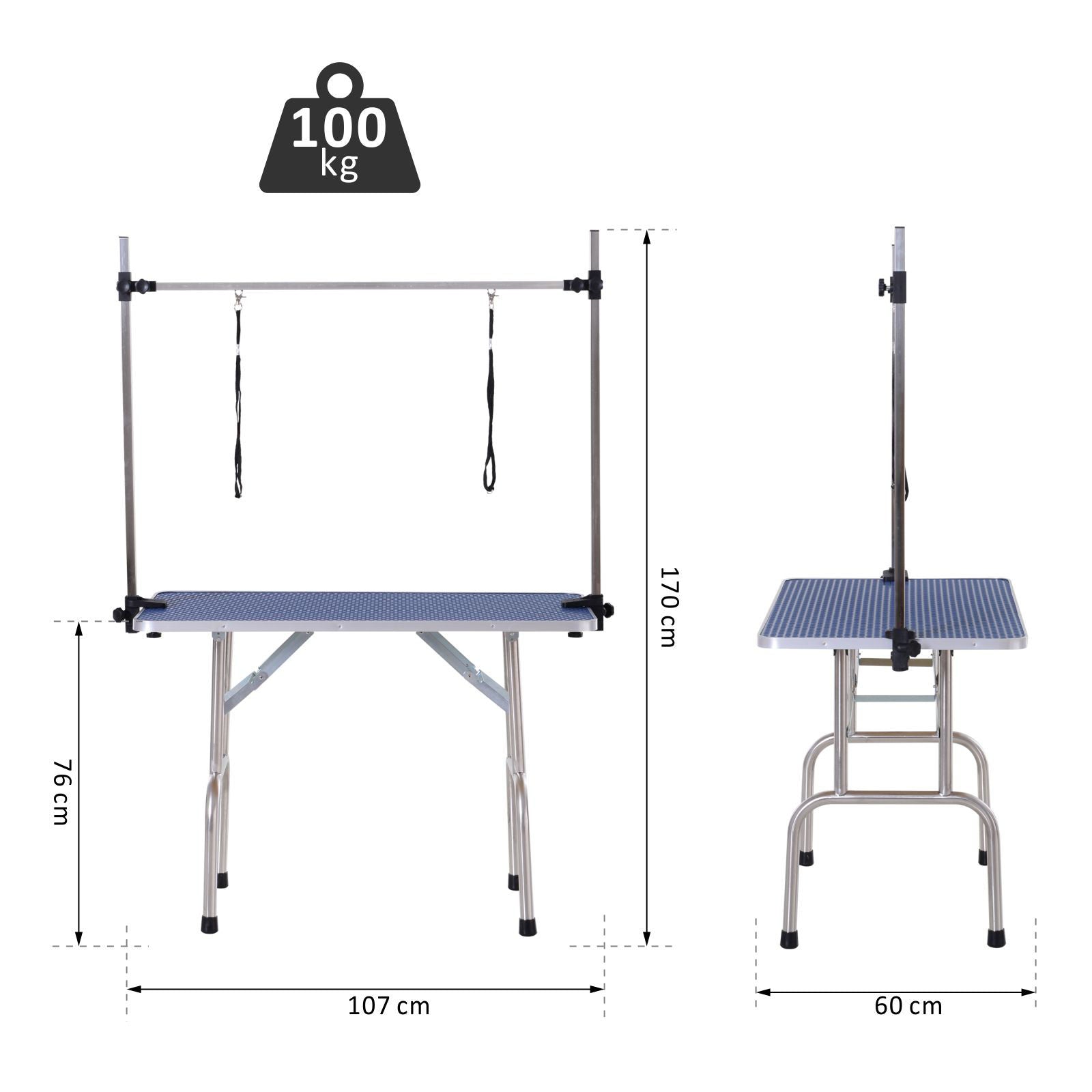 Nancy's Angacline Pet Care Table Table de toilettage Table de rasage Table de toilettage pour chiens réglable en hauteur pliable 107 x 60 x 170 cm