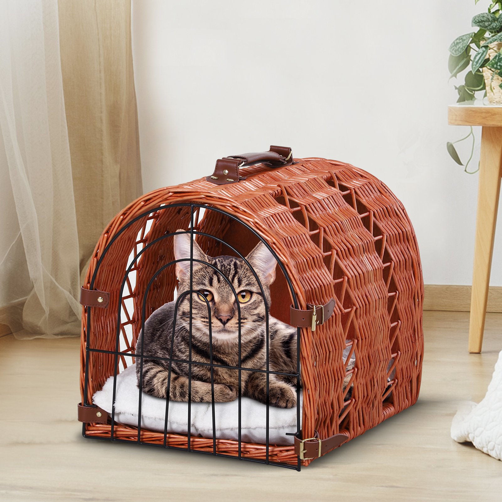 Nancy's Ann Lake Cat House - Bruin - Staaf, Pluche, Metaal - 16,53 cm x 13,78 cm x 14,57 cm