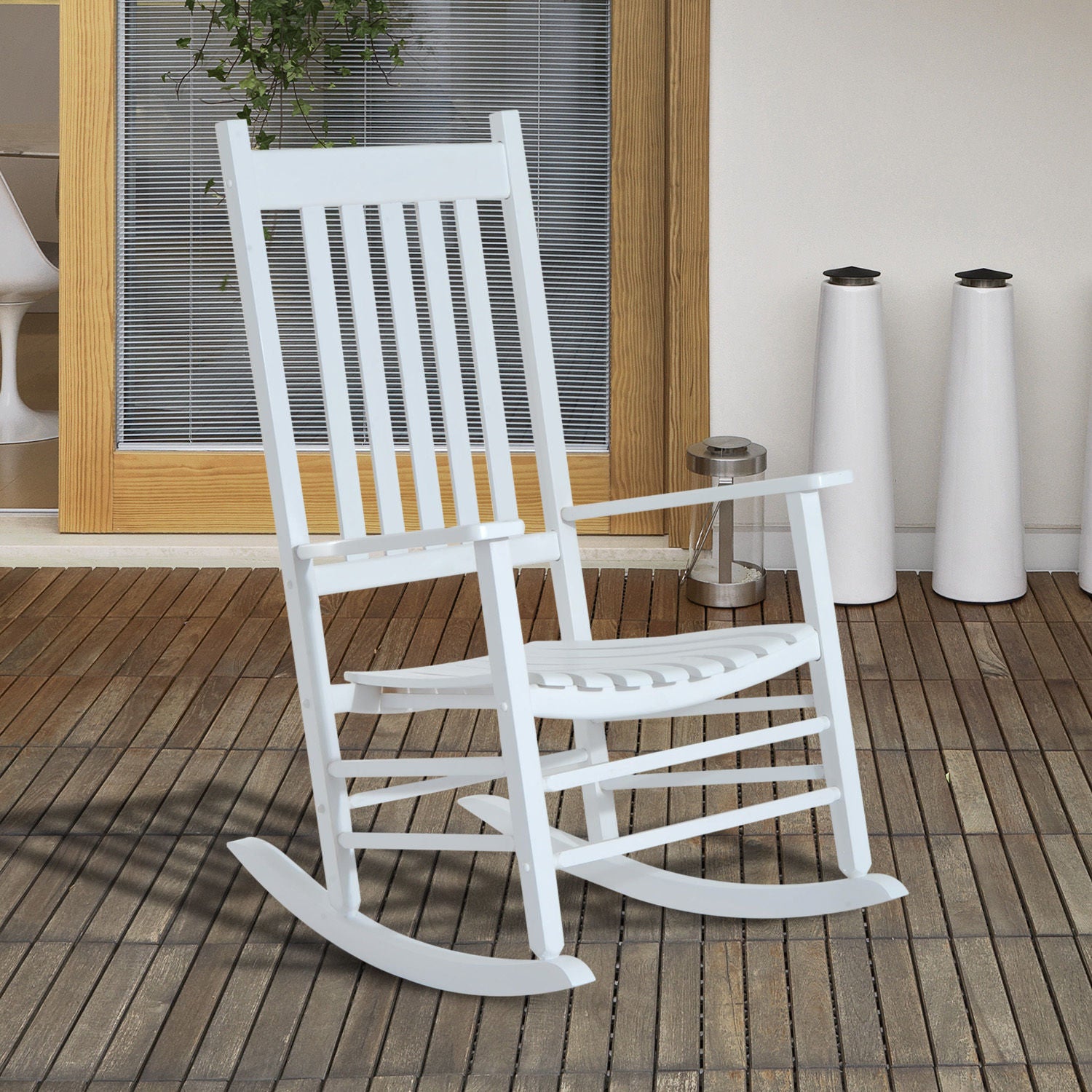Nancy's Annex Lake Rocking chair - Relax chair - White - Poplar wood - Bamboo